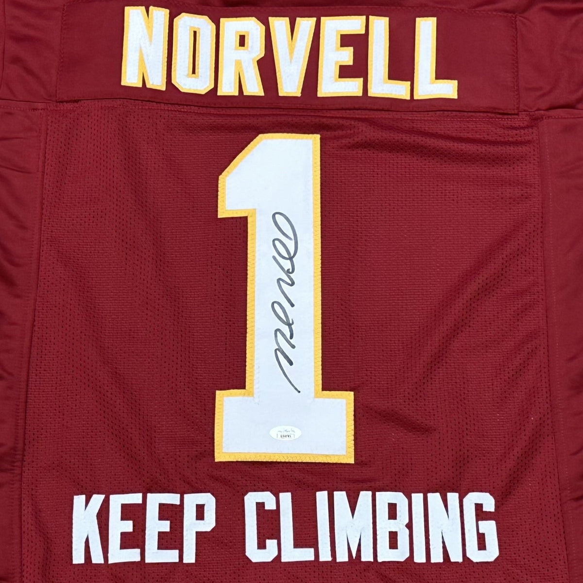 Autographed Mike Norvell Florida State FSU (Garnet #1) Custom Jersey "Keep Climbing" - JSA-Powers Sports Memorabilia