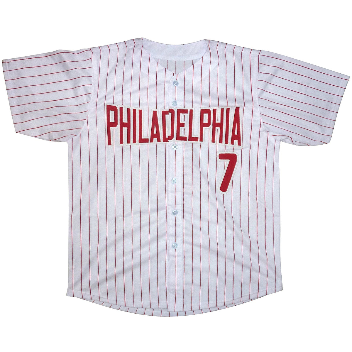 Autographed Trea Turner Philadelphia (White Pinstripe #7) Custom Jersey - JSA-Powers Sports Memorabilia
