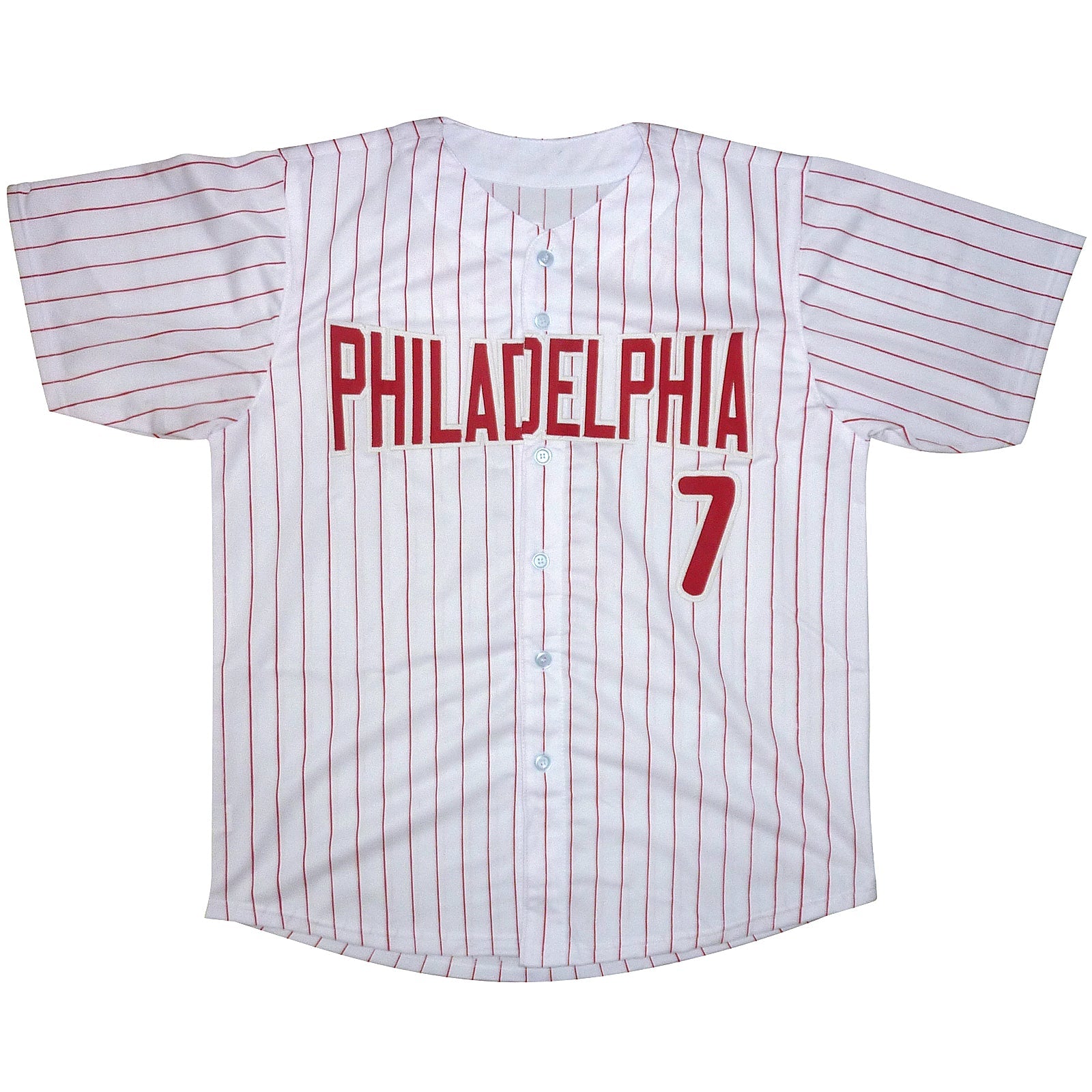 Autographed Trea Turner Philadelphia (White Pinstripe #7) Custom Jersey - JSA-Powers Sports Memorabilia