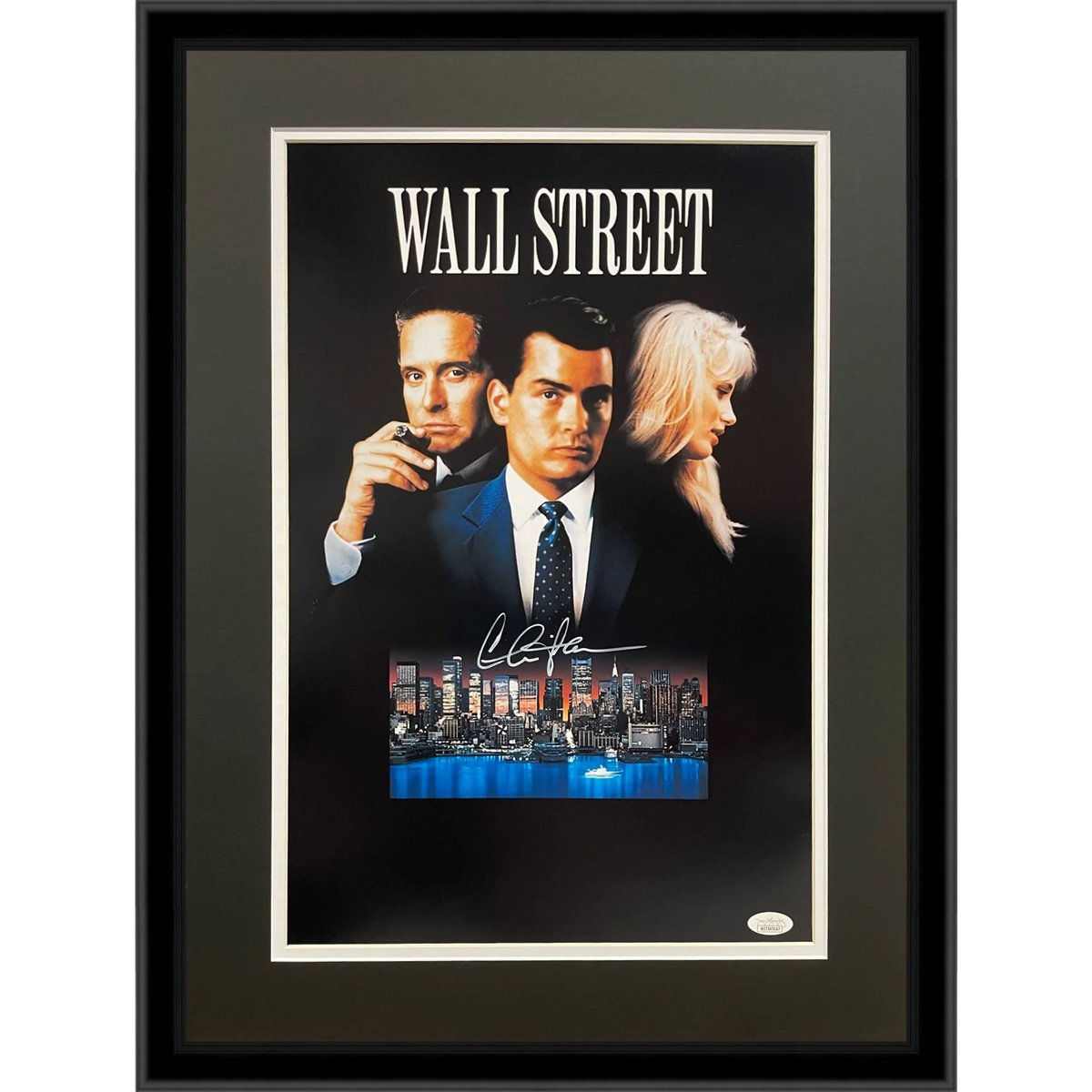 Autographed Charlie Sheen "Wall Street" Deluxe Framed 12x18 Movie Poster - JSA-Powers Sports Memorabilia