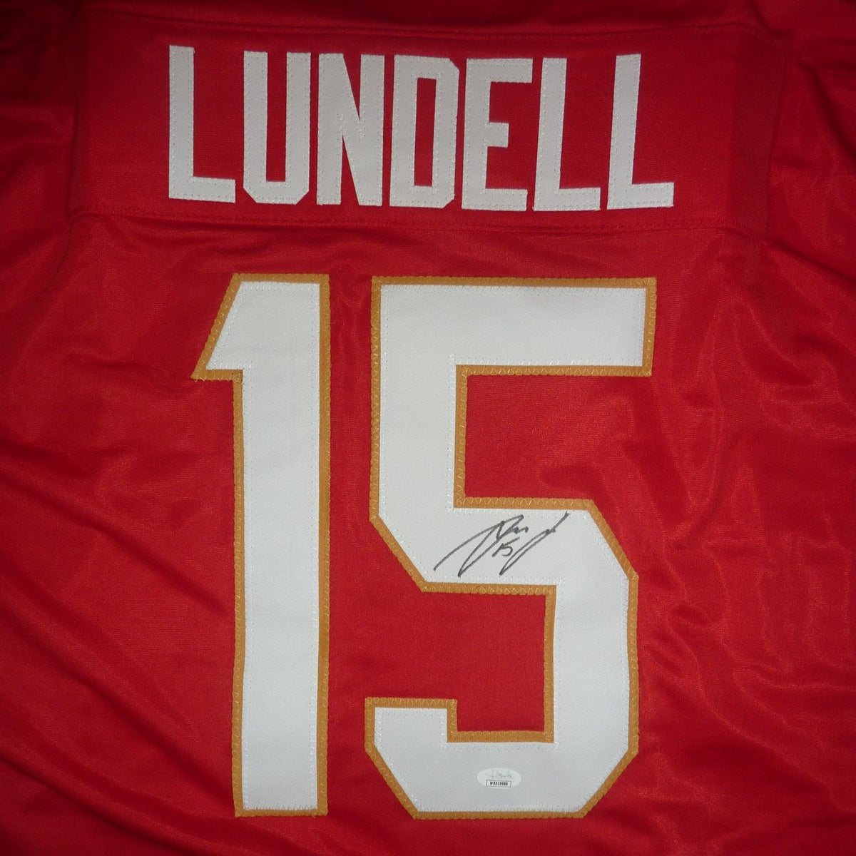 Autographed Anton Lundell Florida (Red #15) Custom Hockey Jersey - JSA-Powers Sports Memorabilia