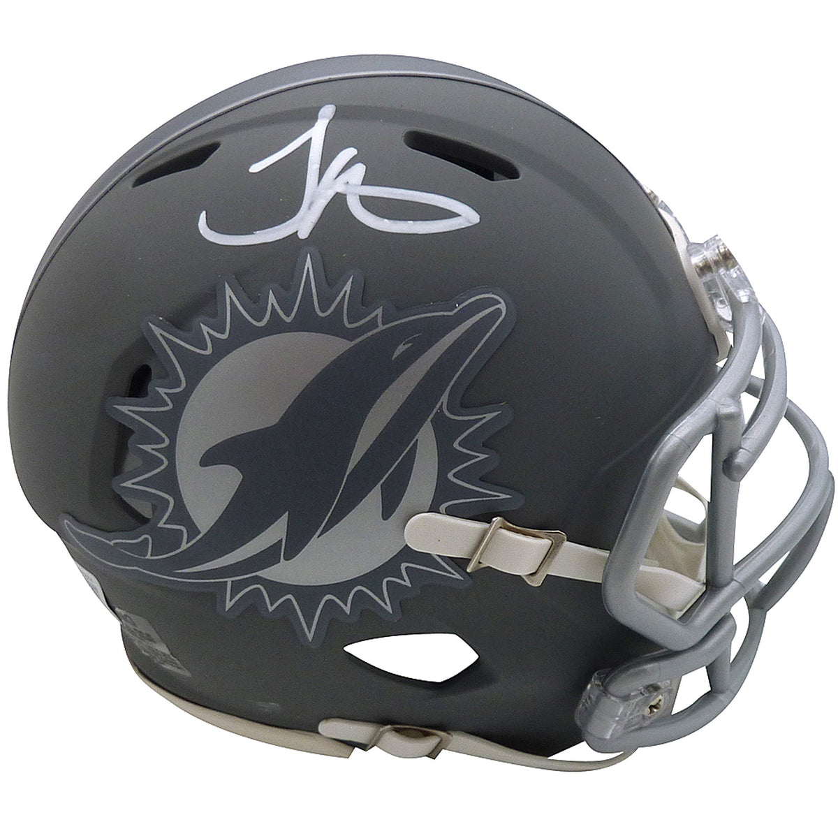 Autographed Tyreek Hill Miami Dolphins (SLATE Alternate) Mini Helmet - Beckett-Powers Sports Memorabilia