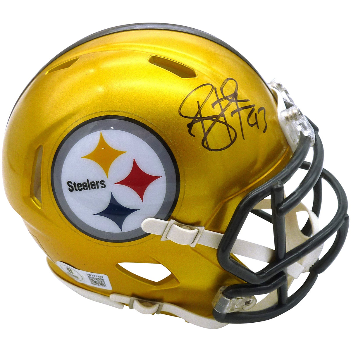 Autographed Troy Polamalu Pittsburgh Steelers (FLASH Alternate) Mini Helmet - Beckett-Powers Sports Memorabilia