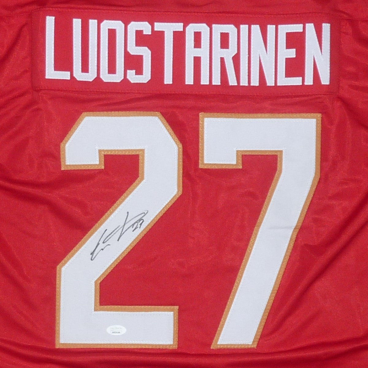 Autographed Eetu Luostarinen Florida (Red #27) Custom Hockey Jersey - JSA-Powers Sports Memorabilia