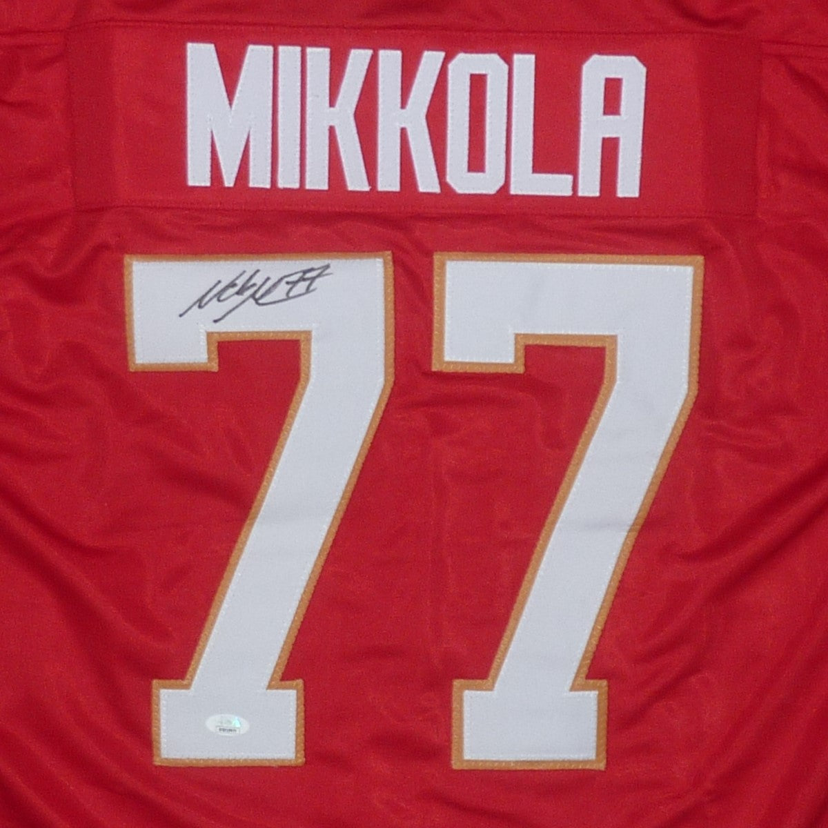 Autographed Niko Mikkola Florida (Red #77) Custom Hockey Jersey - JSA-Powers Sports Memorabilia