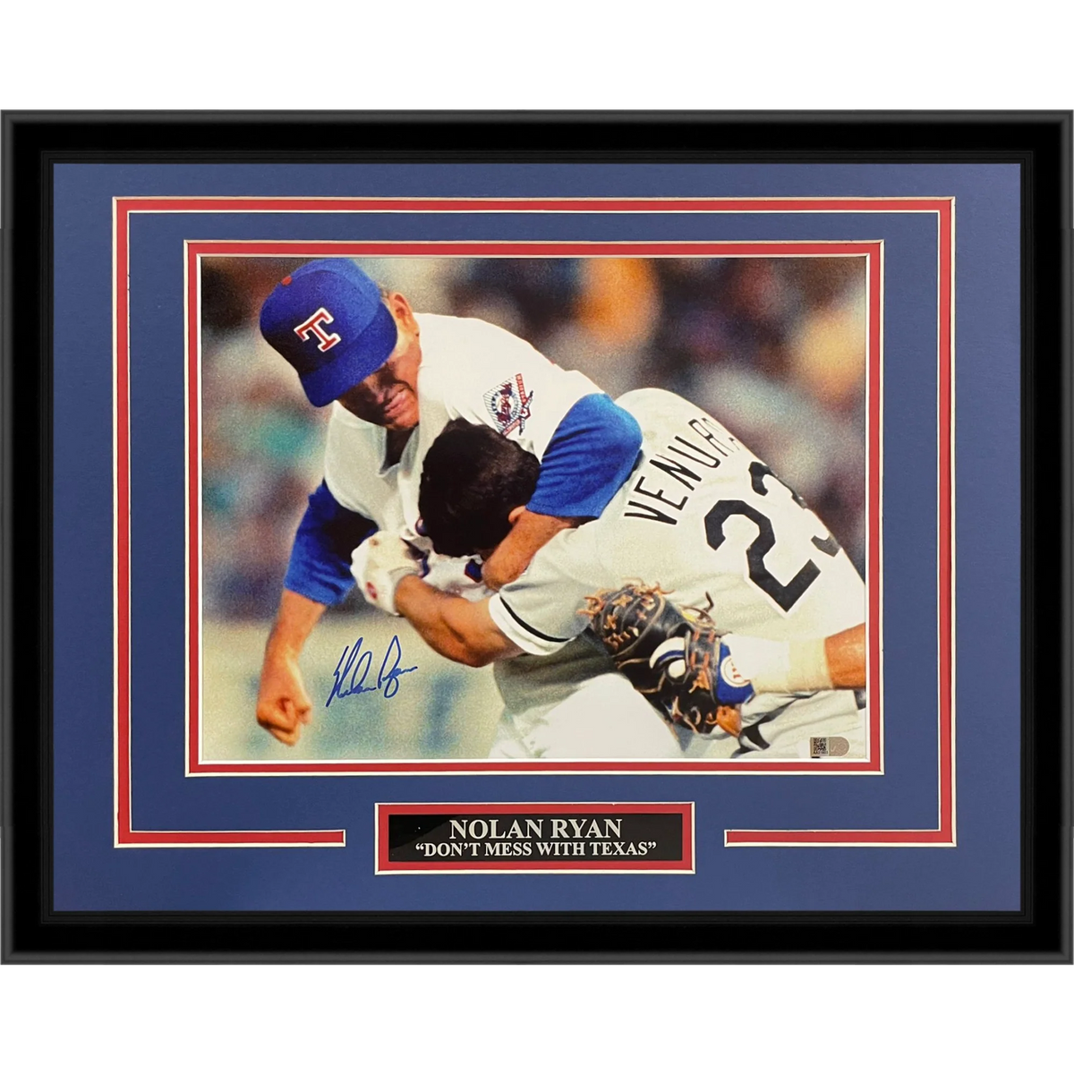 Autographed Nolan Ryan Texas Rangers (Punching Ventura) Framed 11x14 Photo - Beckett-Powers Sports Memorabilia