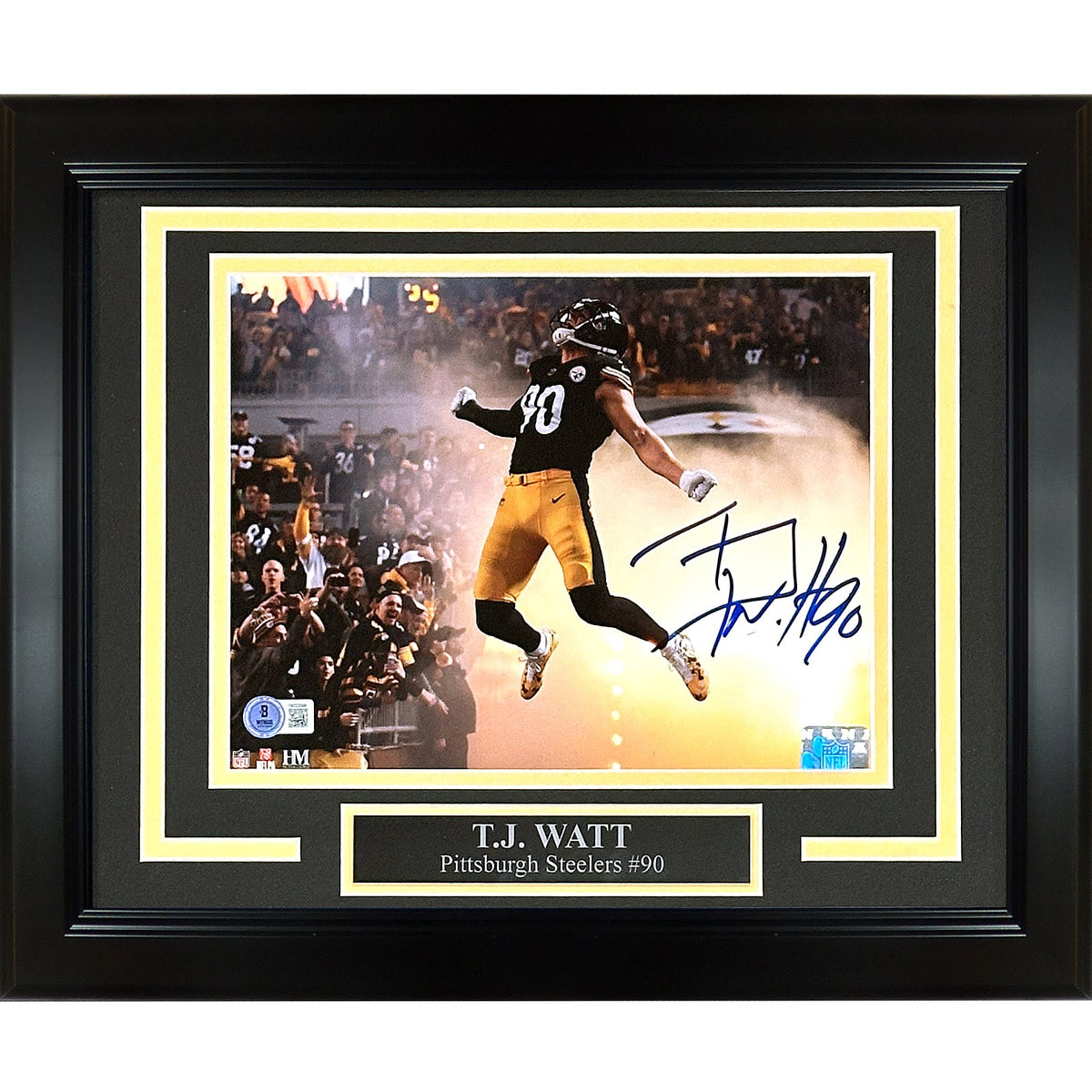 Autographed T.J. Watt Pittsburgh Steelers Deluxe Framed 8x10 Photo - Beckett-Powers Sports Memorabilia