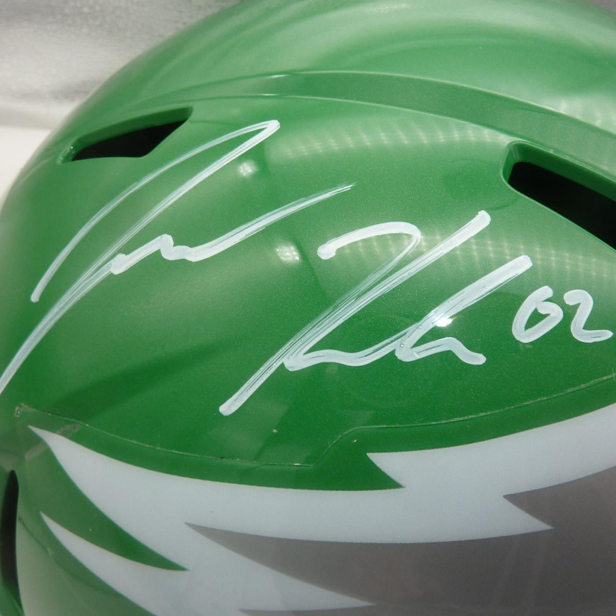 Autographed Jason Kelce Philadelphia Eagles (Throwback Green) Deluxe Full-Size Replica Helmet - PSA-Powers Sports Memorabilia