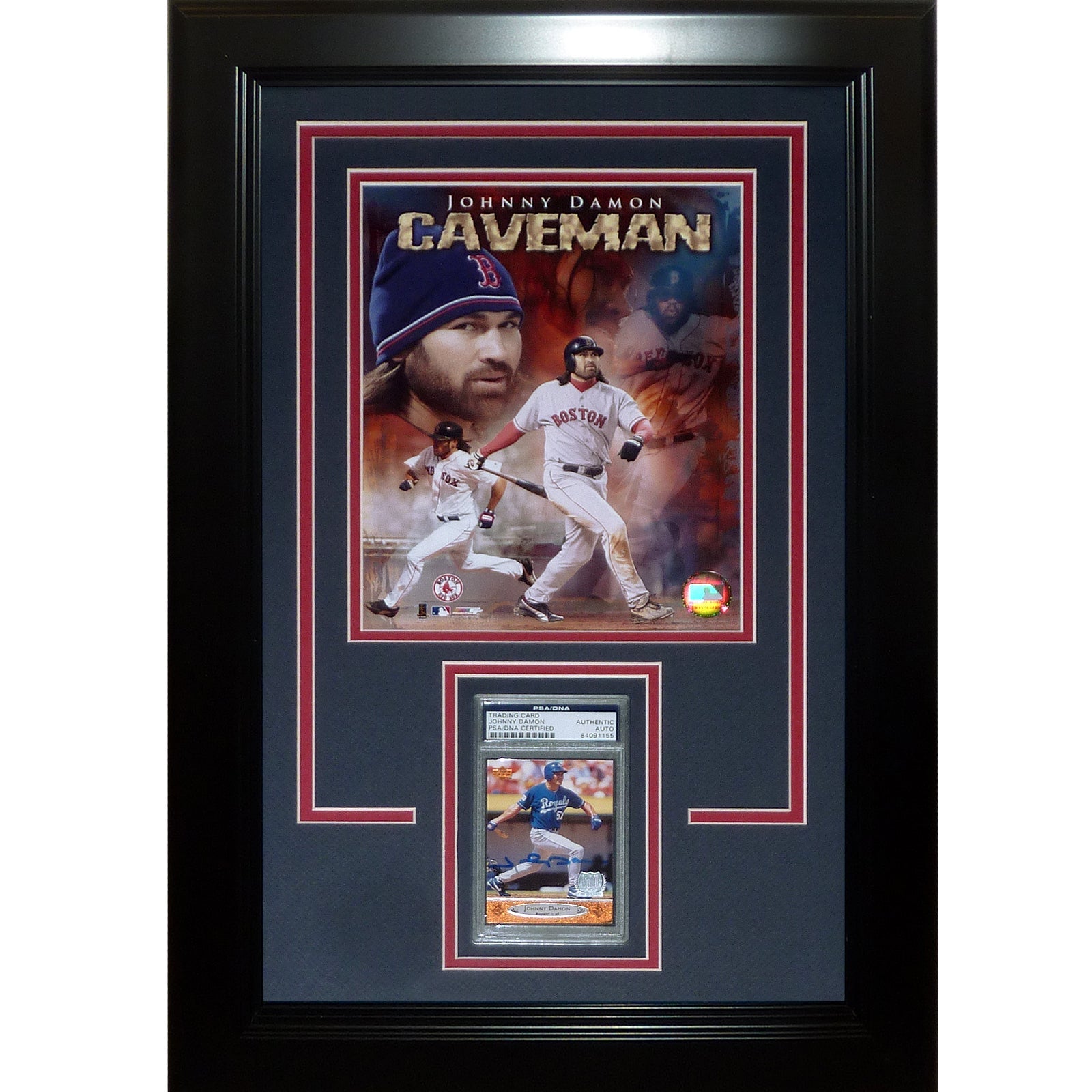 Autographed Johnny Damon Rookie Card Deluxe Framed with Boston Red Sox 8x10 Photo - PSA/DNA