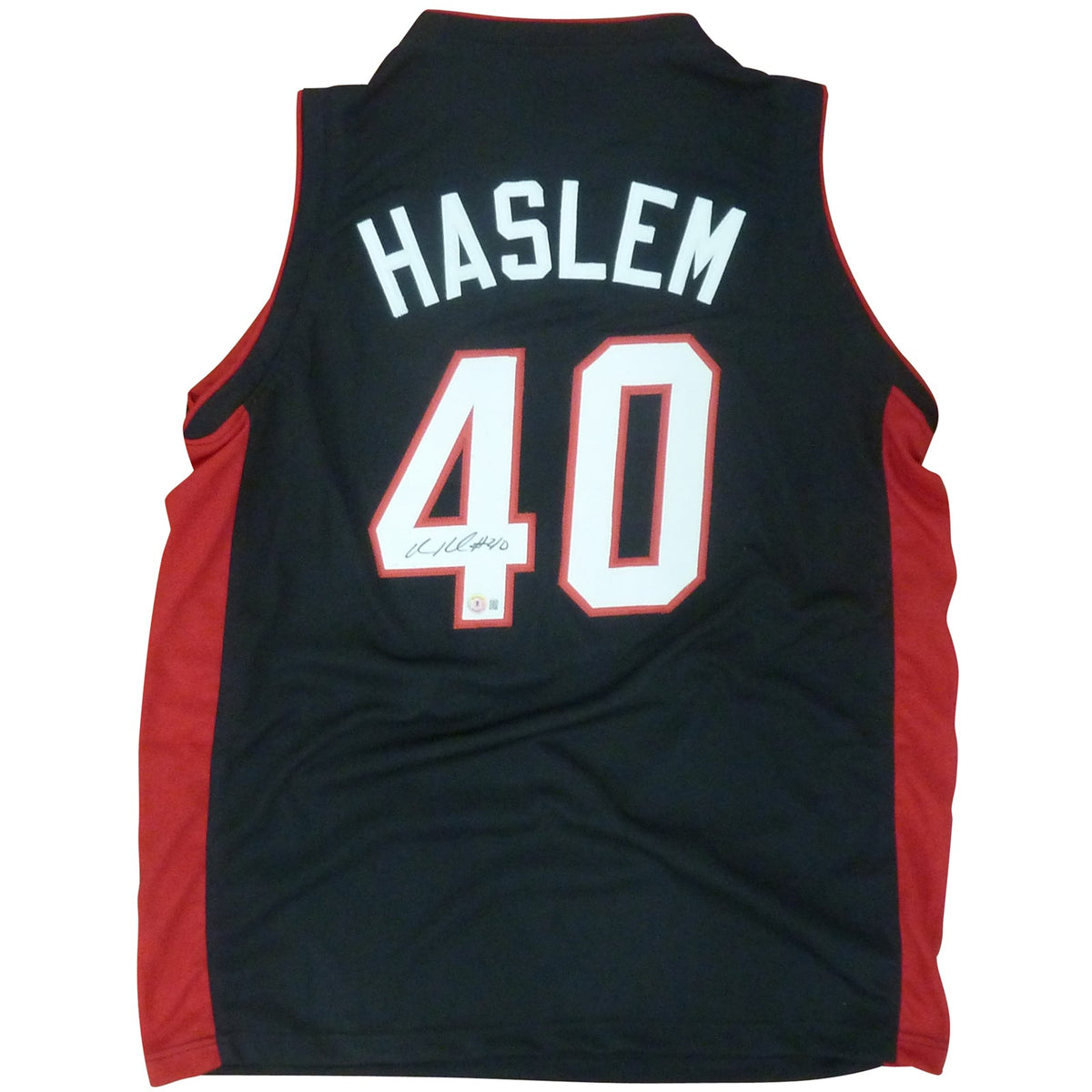 Autographed Udonis Haslem Miami (Black #40) Custom Jersey - Beckett-Powers Sports Memorabilia