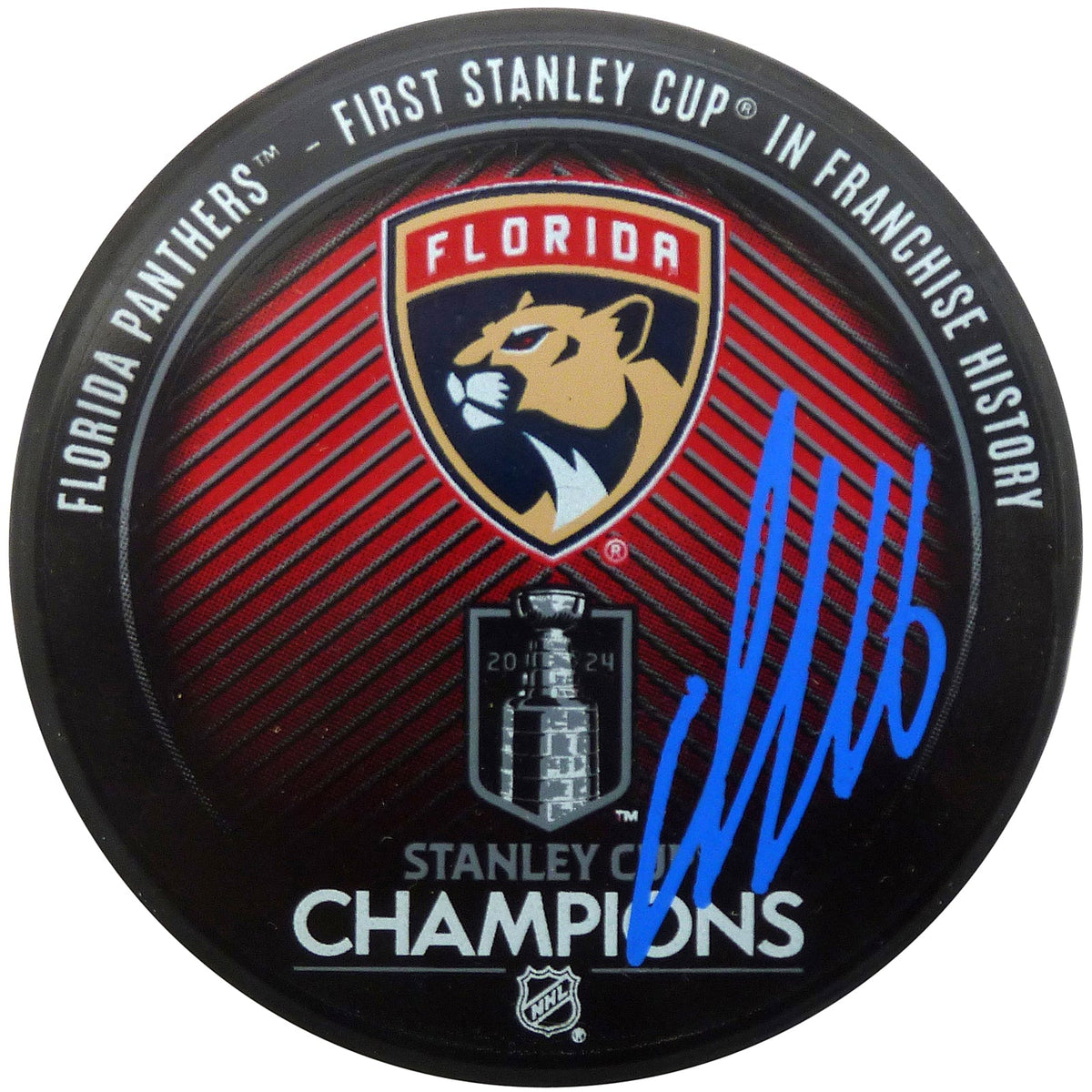 Autographed Aleksander Barkov Florida Panthers (2024 Stanley Cup Champs) Hockey Puck - JSA-Powers Sports Memorabilia