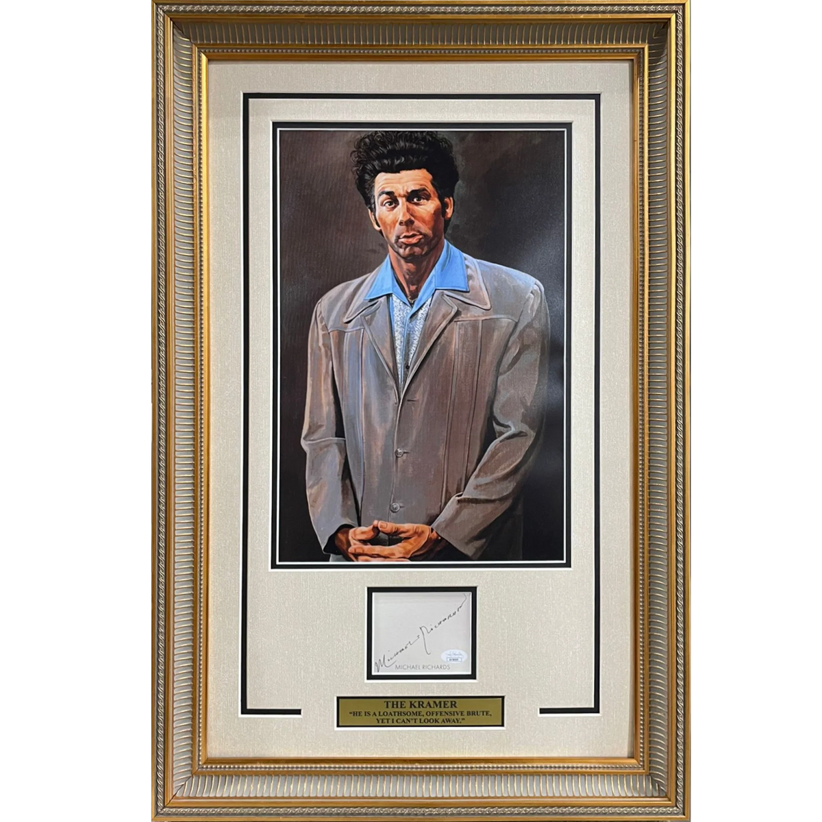 Autographed Michael Richards Seinfeld Deluxe Framed The Kramer 11x17 Artwork Poster Piece - JSA-Powers Sports Memorabilia