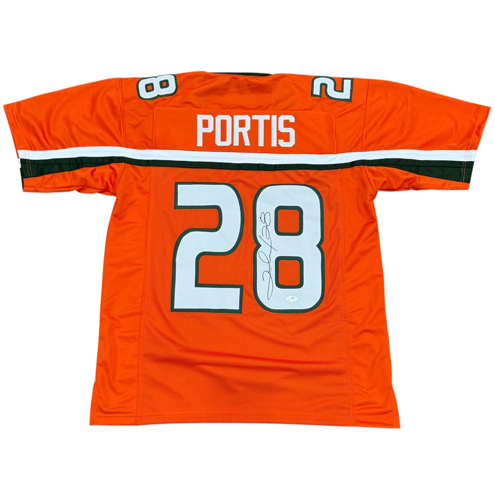 Autographed Clinton Portis Miami Hurricanes (Orange #28) Custom Jersey - JSA-Powers Sports Memorabilia