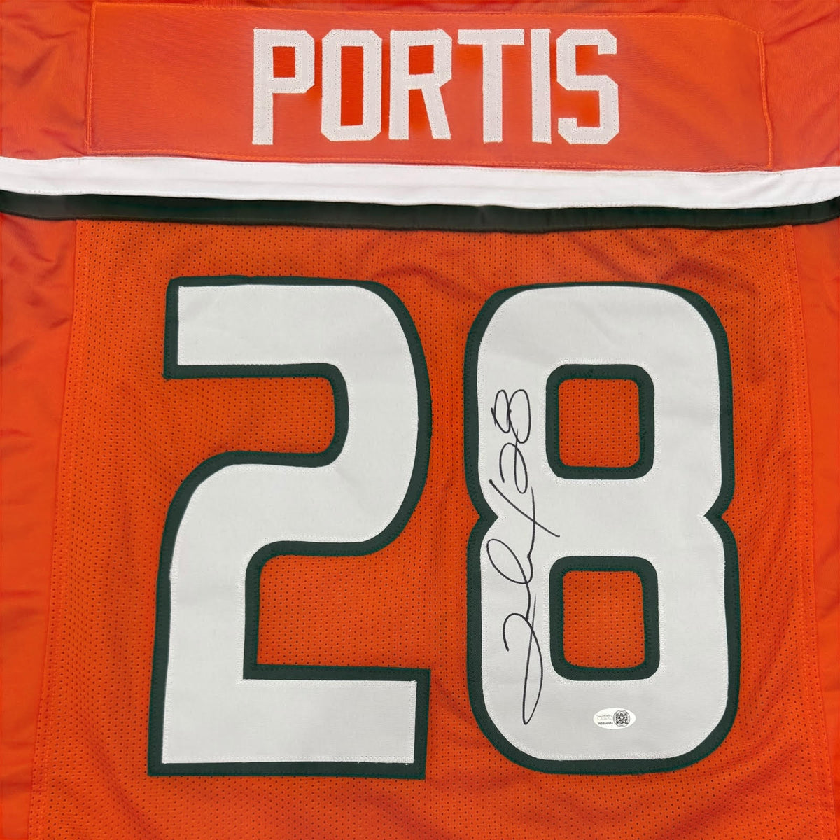 Autographed Clinton Portis Miami Hurricanes (Orange #28) Custom Jersey - JSA-Powers Sports Memorabilia