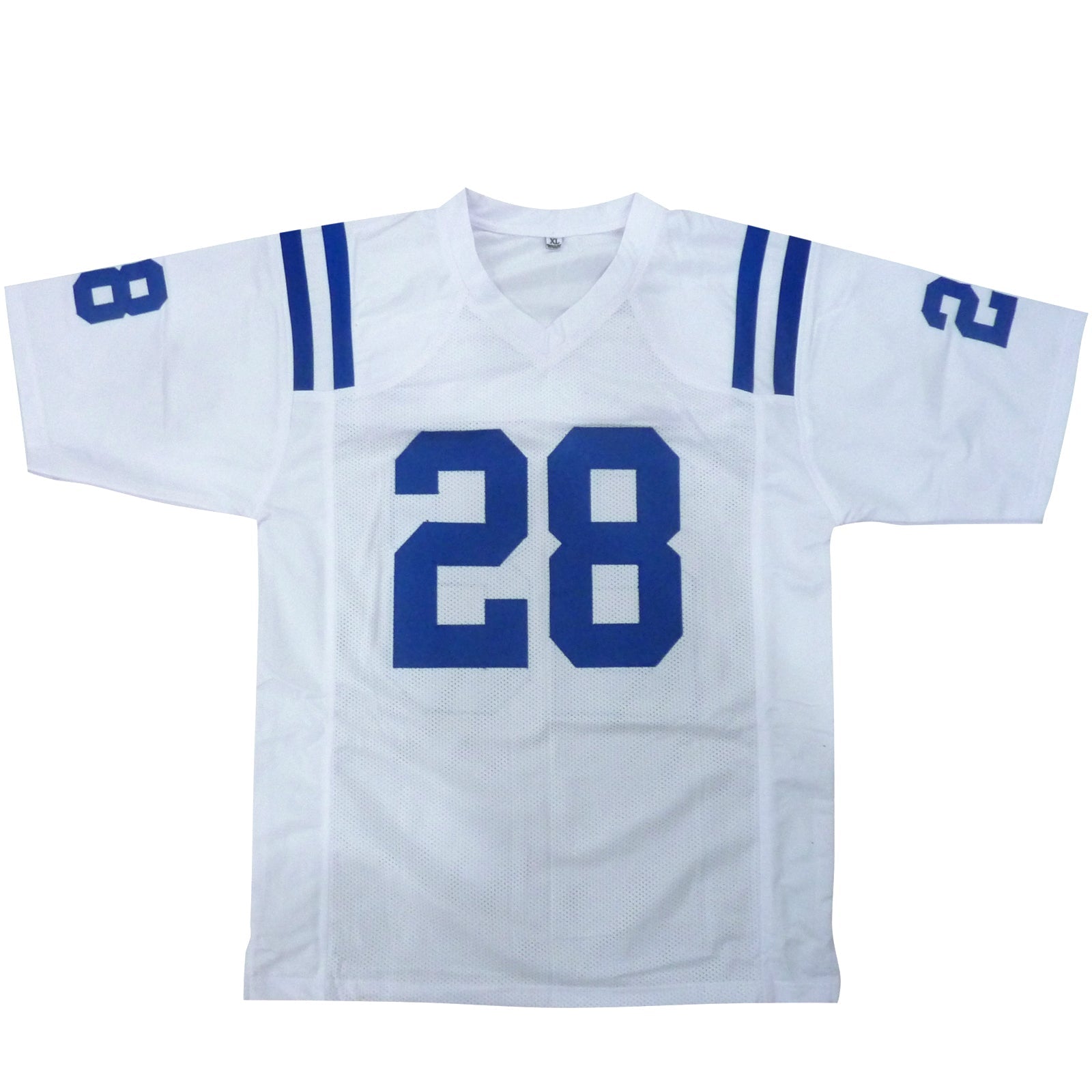 Autographed Marshall Faulk Indianapolis Colts (White #28) Custom Jersey - Beckett-Powers Sports Memorabilia