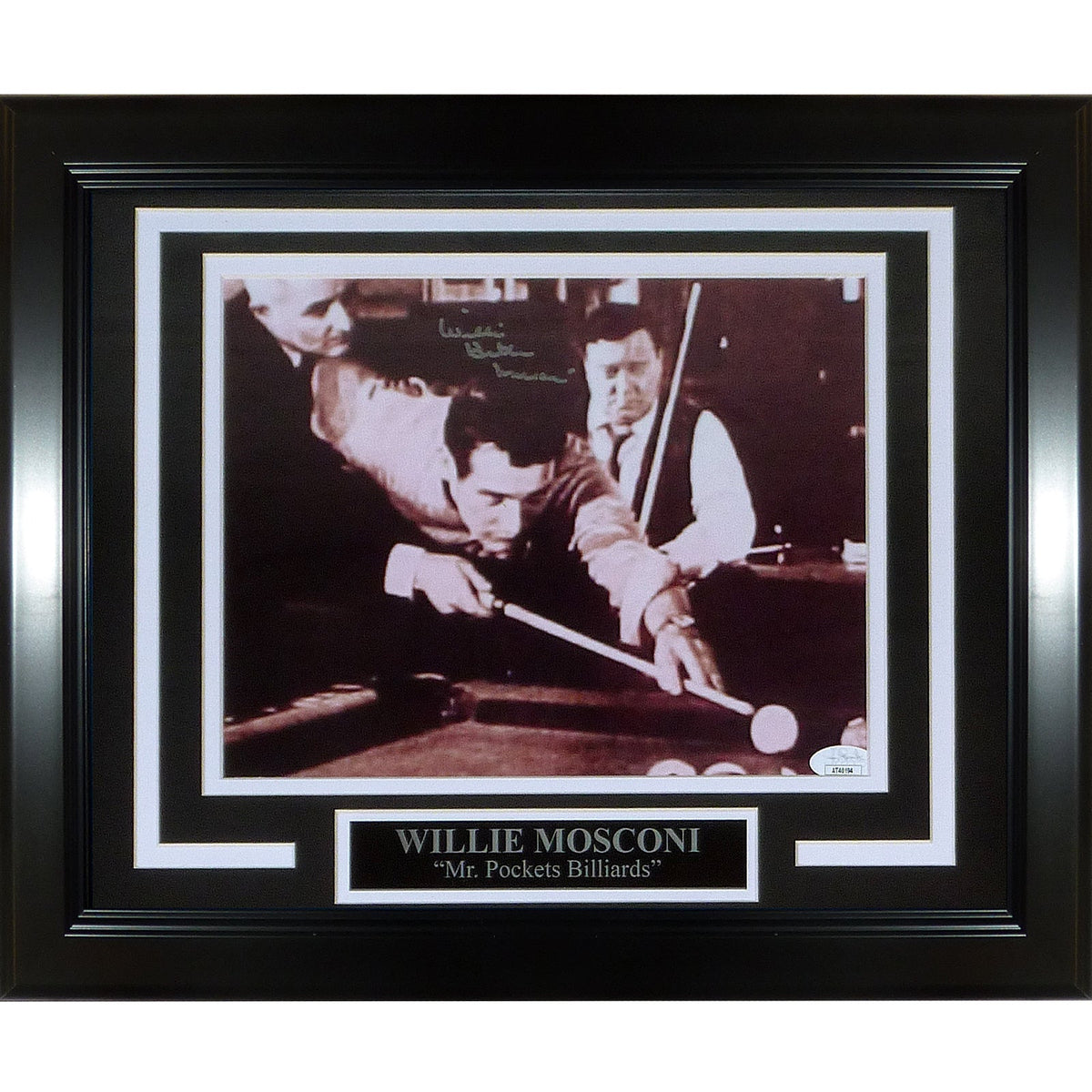 Autographed Willie Mosconi "Hustler" Pool Deluxe Framed 8x10 Photo "Mr. Pocket Billiards" - JSA-Powers Sports Memorabilia