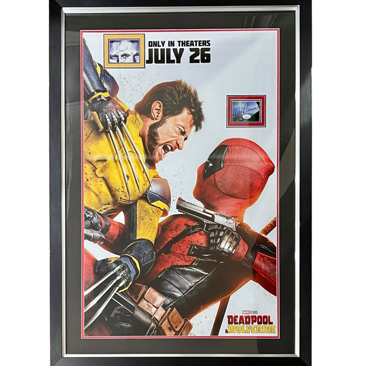 Deadpool And Wolverine Full-Size Movie Poster Deluxe Framed with Ryan Reynolds and Hugh Jackman Autograph - JSA-Powers Sports Memorabilia