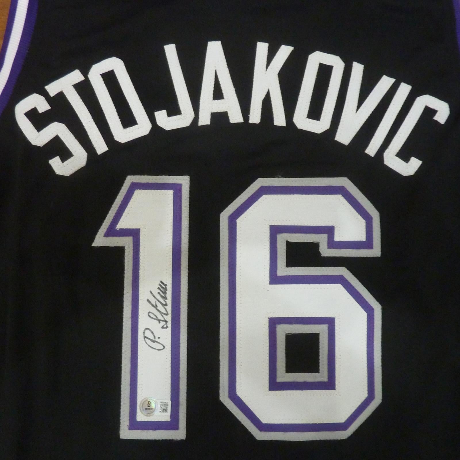 Autographed Peja Stojakovic Sacramento (Black #16) Custom Jersey - Beckett-Powers Sports Memorabilia