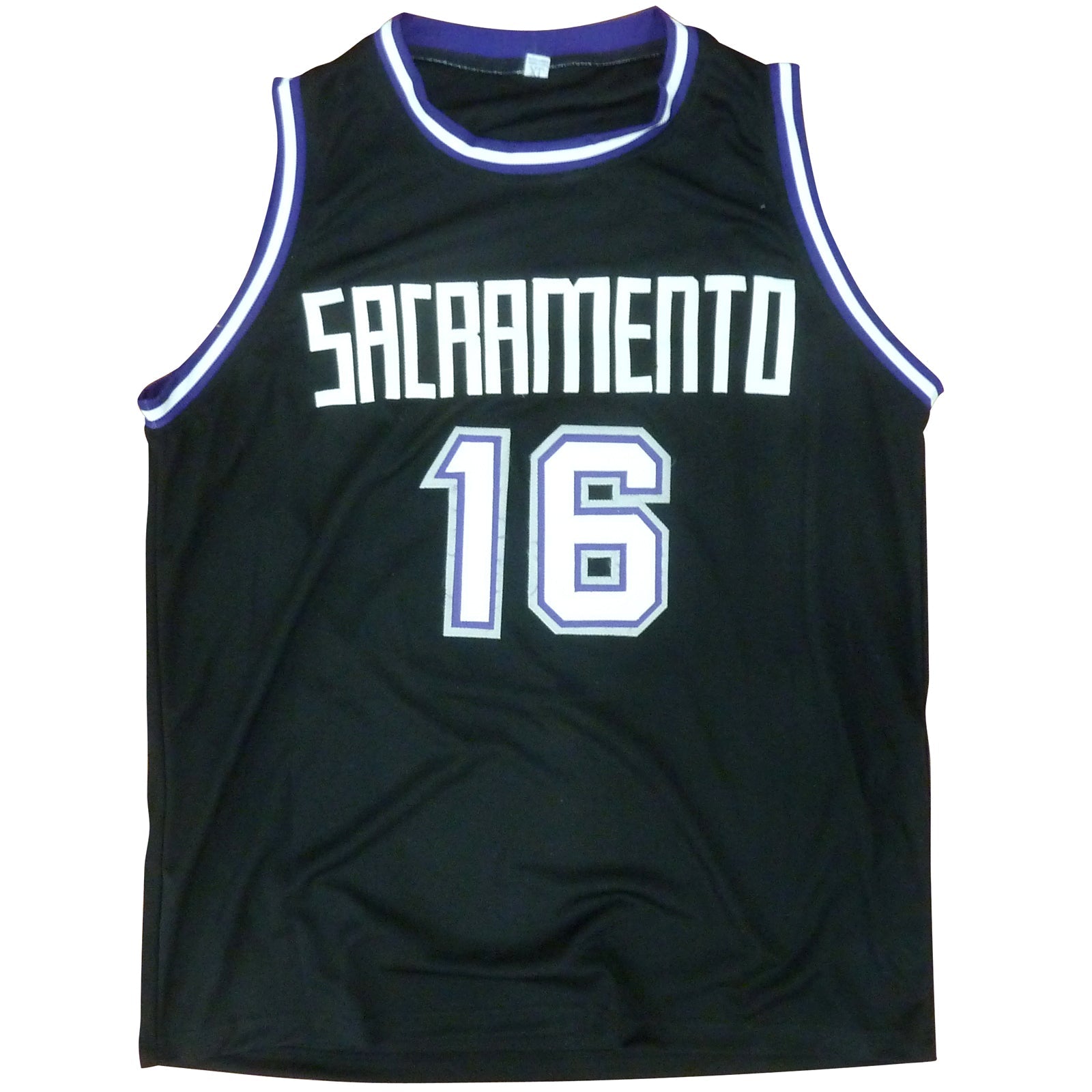 Autographed Peja Stojakovic Sacramento (Black #16) Custom Jersey - Beckett-Powers Sports Memorabilia