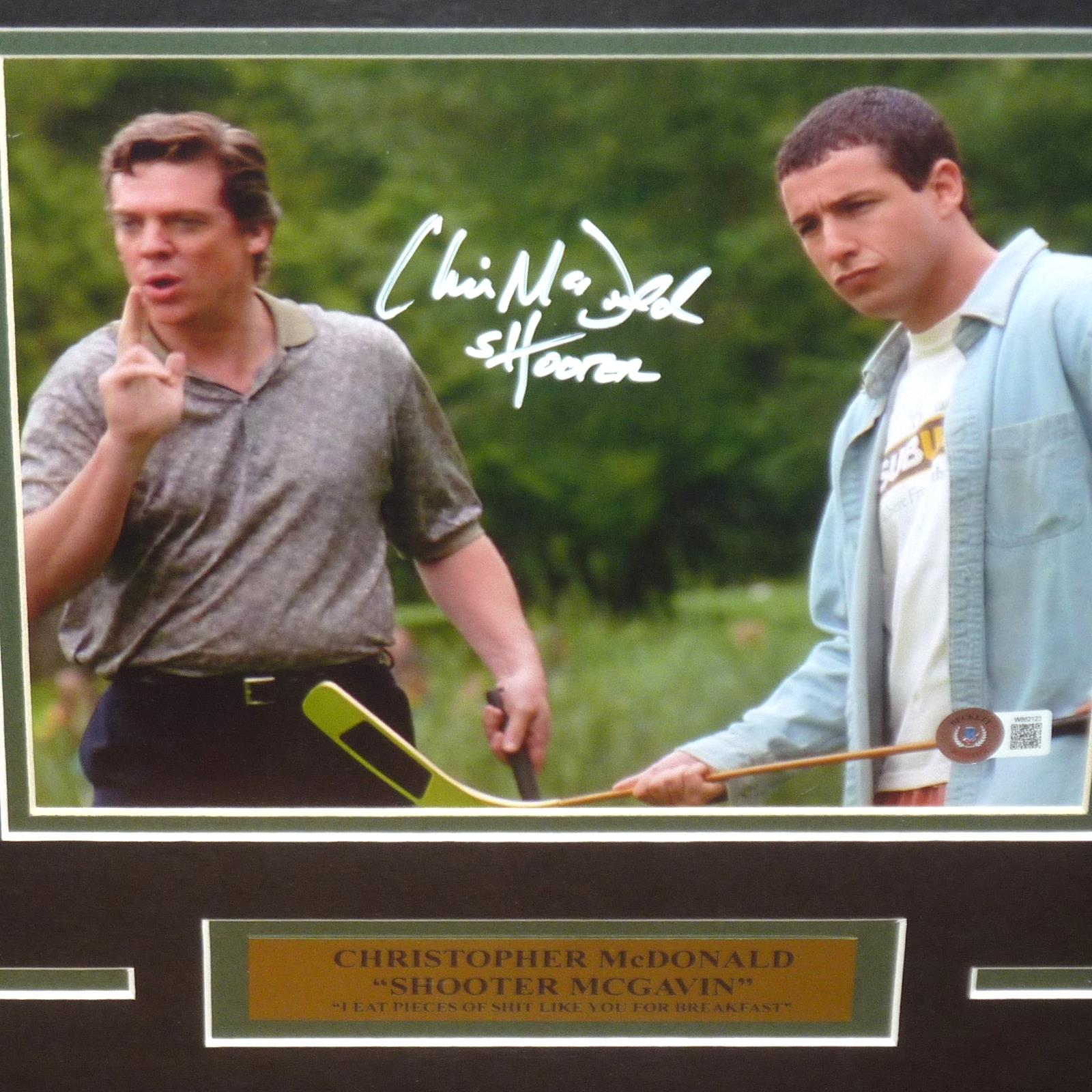 Autographed Christopher McDonald Shooter McGavin Happy Gilmore Deluxe Framed 8x10 Photo w/ "Shooter" - Beckett-Powers Sports Memorabilia