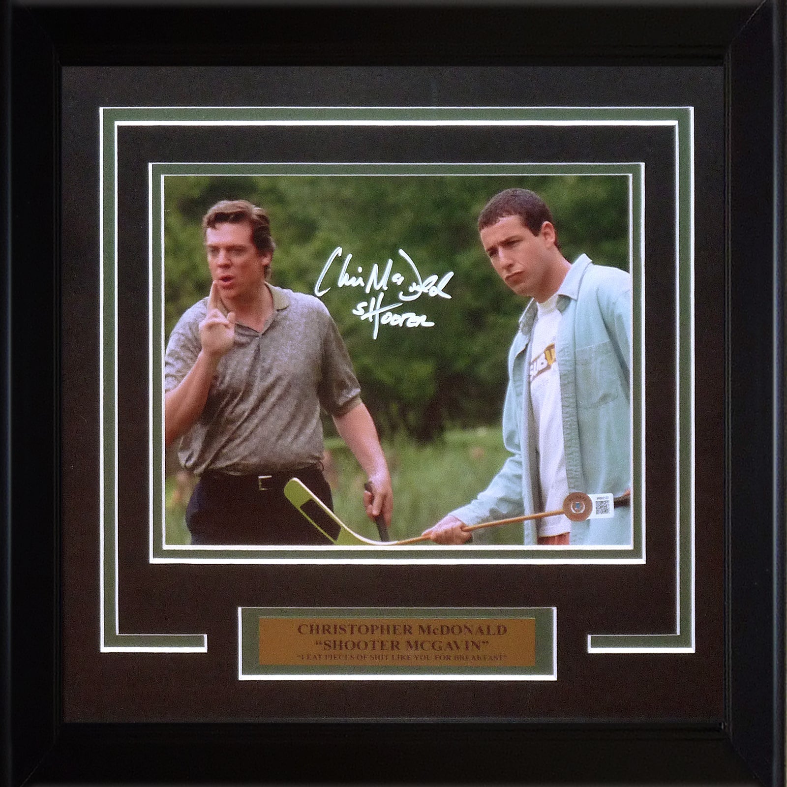 Autographed Christopher McDonald Shooter McGavin Happy Gilmore Deluxe Framed 8x10 Photo w/ "Shooter" - Beckett-Powers Sports Memorabilia