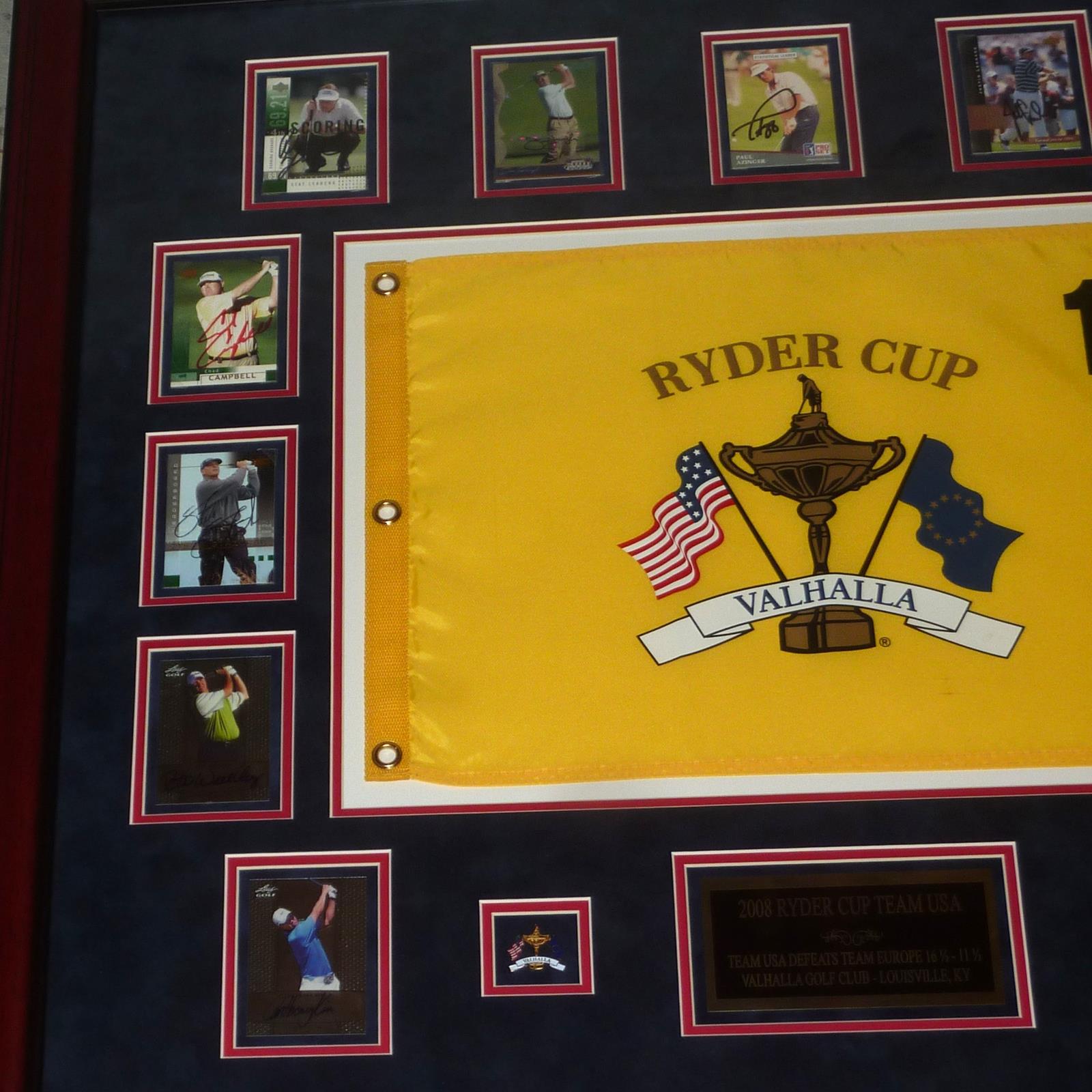 Signed 2008 Ryder Cup Team USA Deluxe Framed Piece with Autographed Golf Cards - 13 Team Member Signatures-Powers Sports Memorabilia