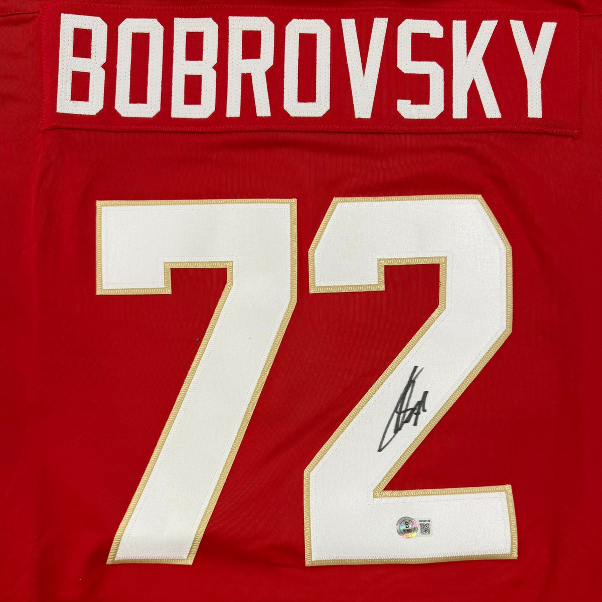 Autographed Sergei Bobrovsky Florida (Red #72) Custom Hockey Jersey - Beckett-Powers Sports Memorabilia