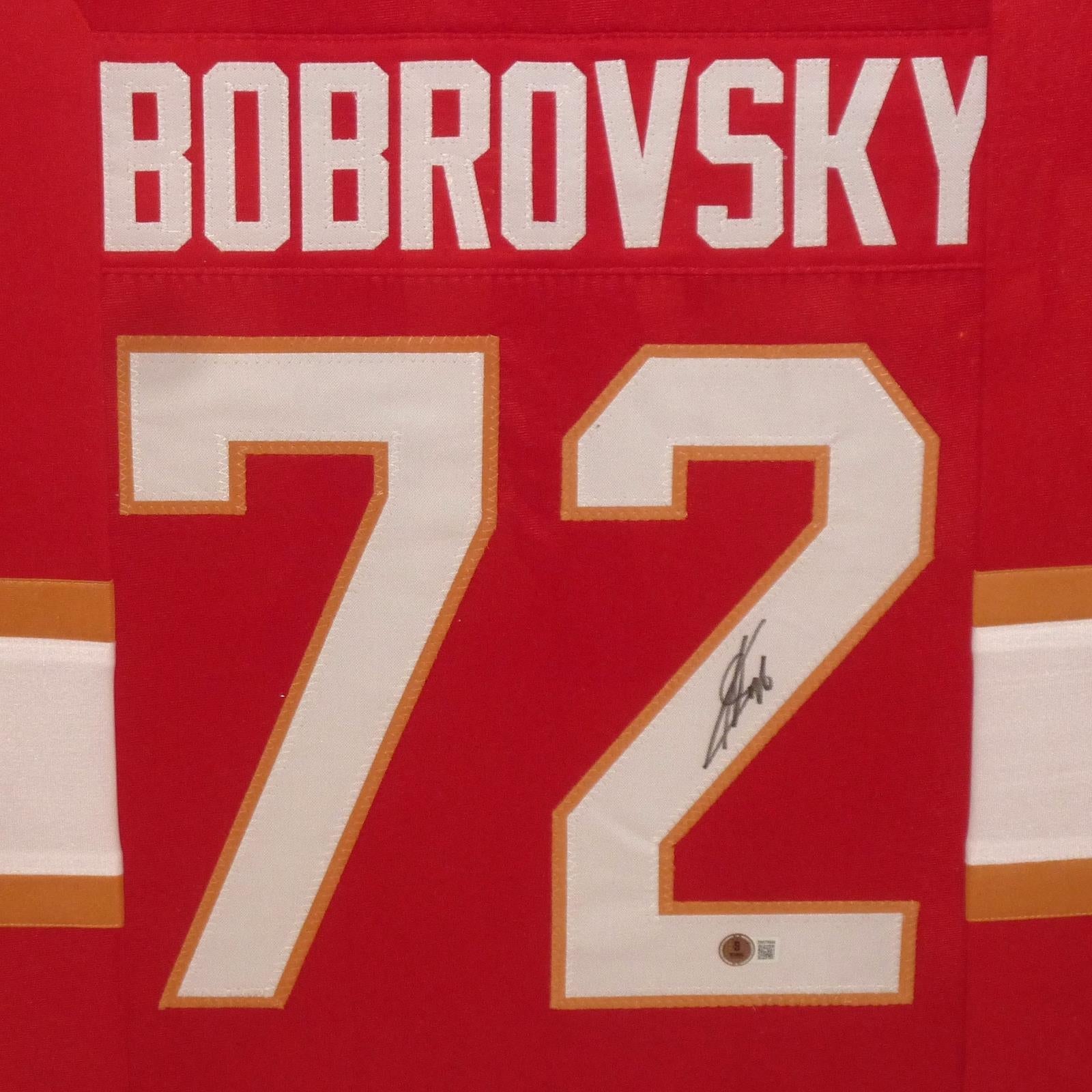 Autographed Sergei Bobrovsky Florida (Red #72) Vertical Framed Jersey - Beckett-Powers Sports Memorabilia