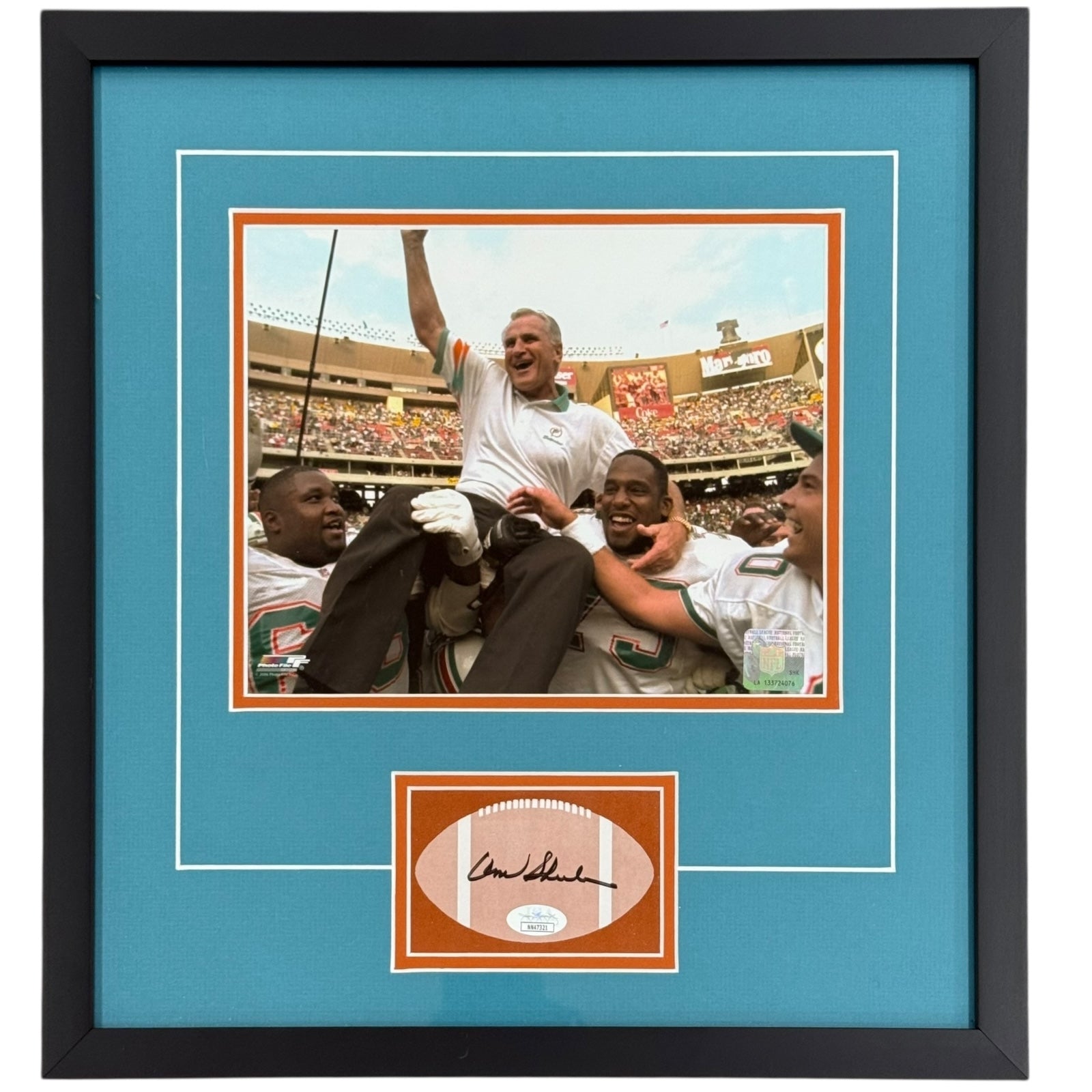 Autographed Don Shula Miami Dolphins (Carried Off Field) "Signature Series" Frame - JSA-Powers Sports Memorabilia