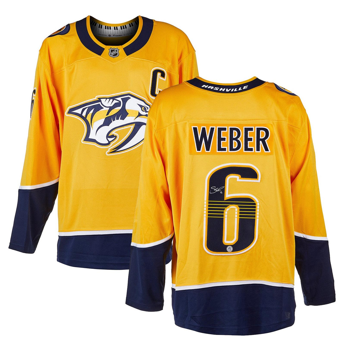 Autographed Shea Weber Nashville Predators (Gold #6) Breakaway Jersey-Powers Sports Memorabilia