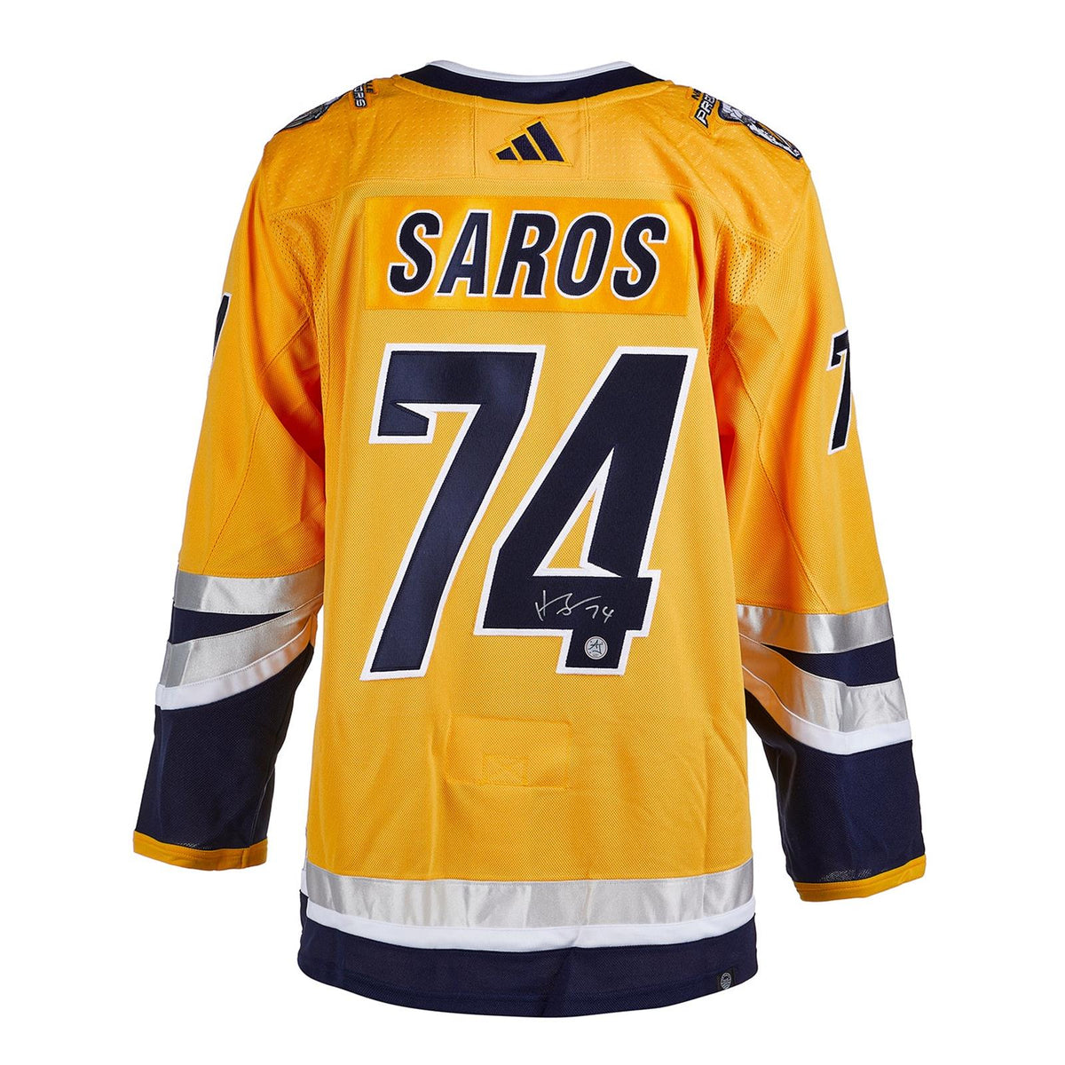 Autographed Juuse Saros Nashville Predators (Gold #74) Adidas Jersey - AJ-Powers Sports Memorabilia