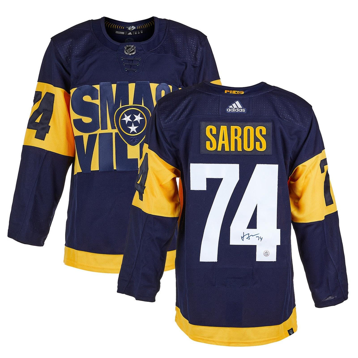 Autographed Juuse Saros Nashville Predators (Smashville Stadium Series #74) Adidas Jersey - AJ-Powers Sports Memorabilia