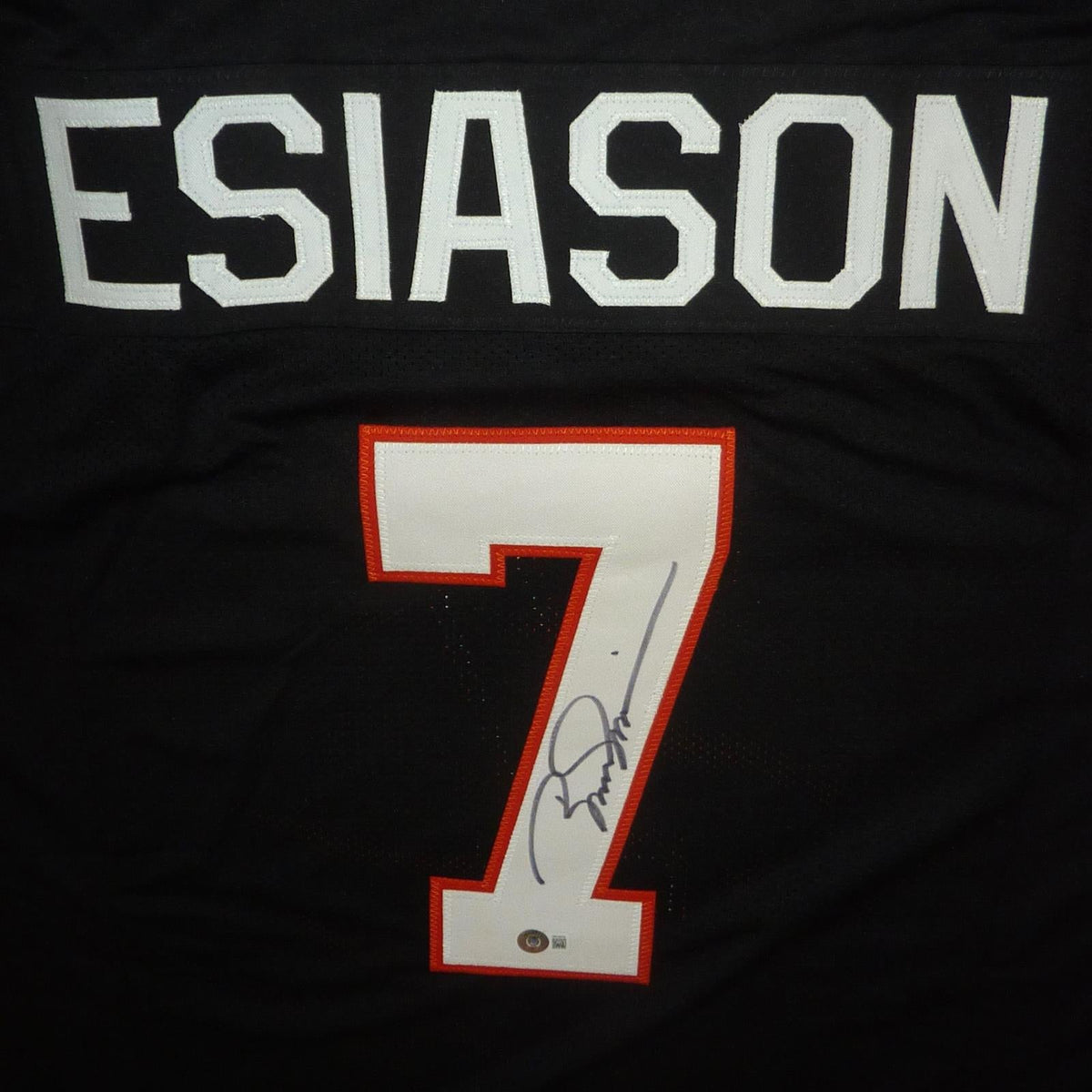 Autographed Boomer Esiason Cincinnati (Black #7) Custom Jersey - Beckett-Powers Sports Memorabilia