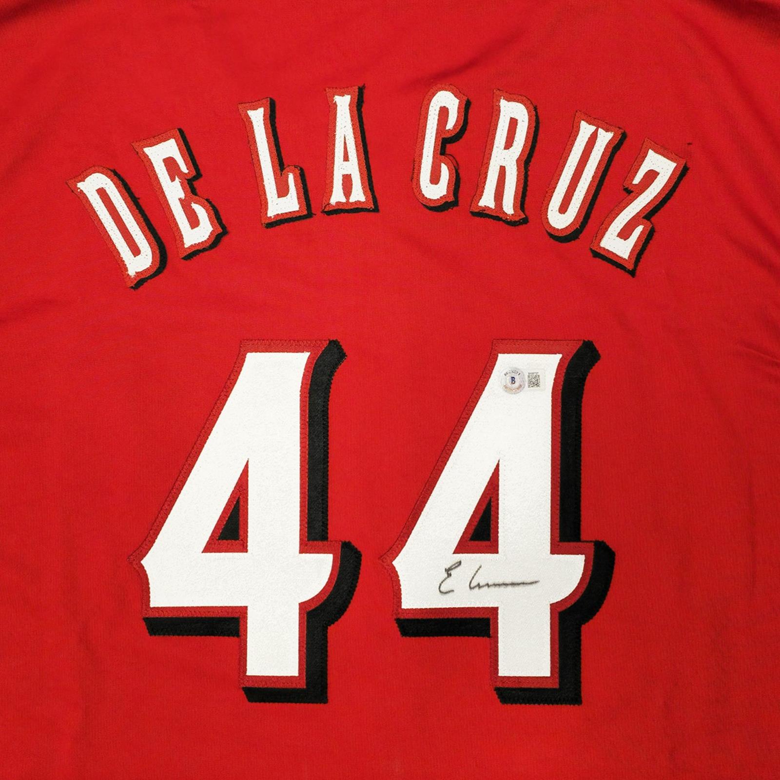 Autographed Elly De La Cruz Cincinnati (Red #44) Custom Jersey - Beckett-Powers Sports Memorabilia
