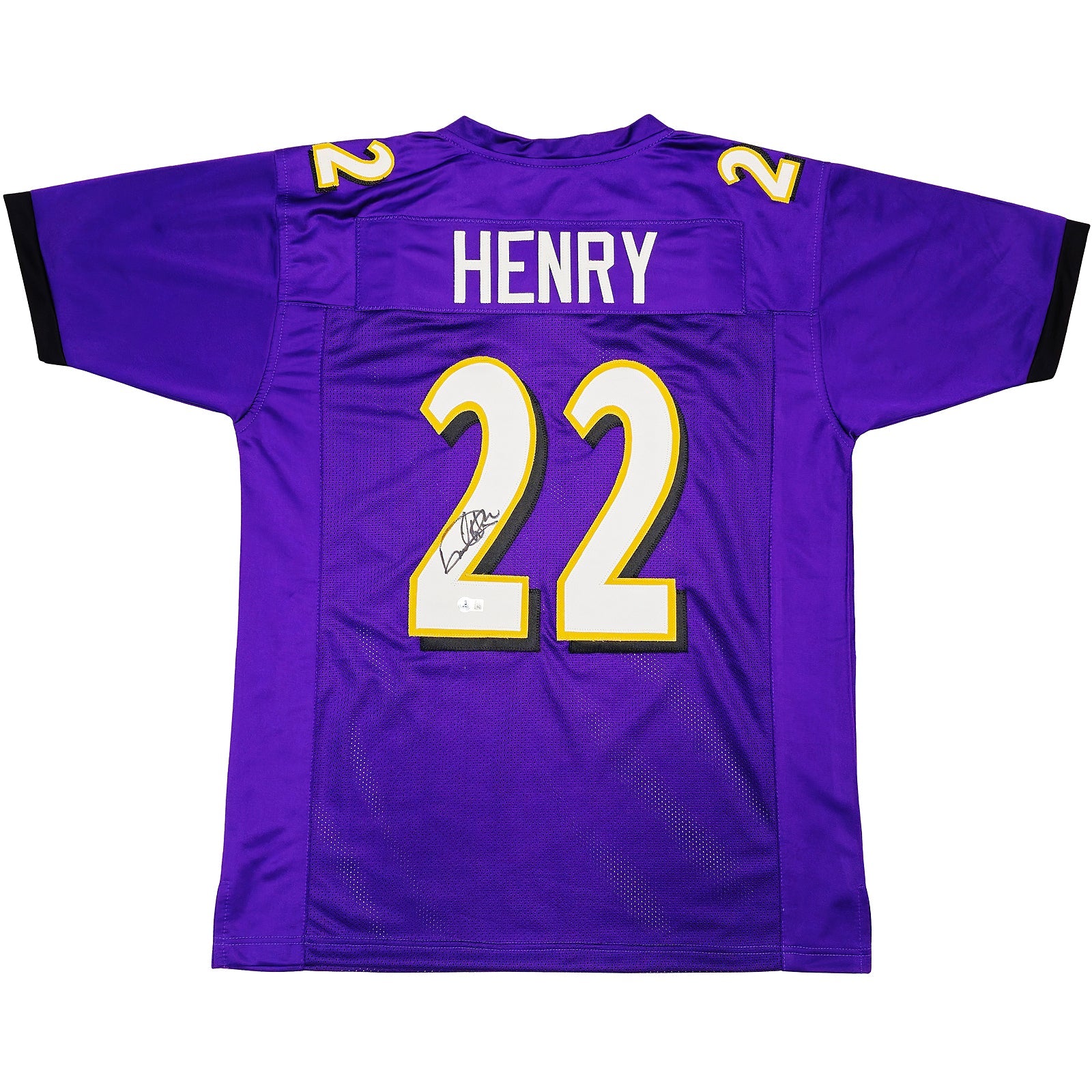 Autographed Derrick Henry Baltimore (Purple #22) Custom Jersey - Beckett