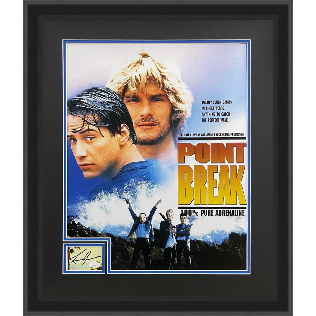 Autographed Keanu Reeves Point Break Deluxe Framed 16x20 Movie Poster Piece - JSA-Powers Sports Memorabilia