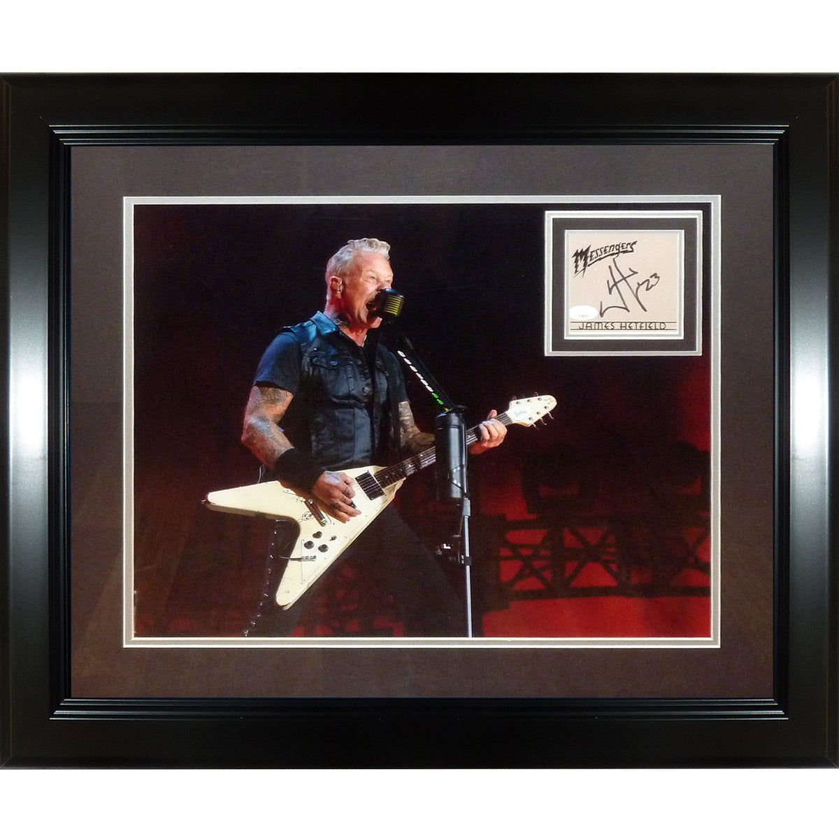Autographed James Hetfield Metallica Deluxe Framed 16x20 Music Piece - JSA-Powers Sports Memorabilia