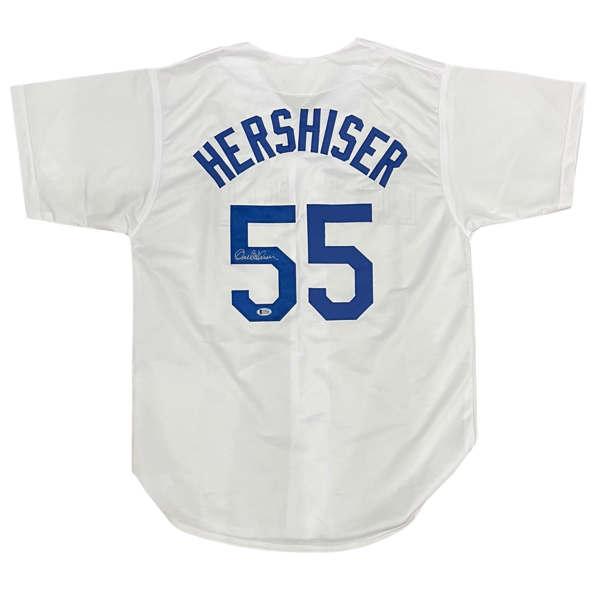 Autographed Orel Hershiser Los Angeles (White #55) Custom Jersey - Beckett-Powers Sports Memorabilia