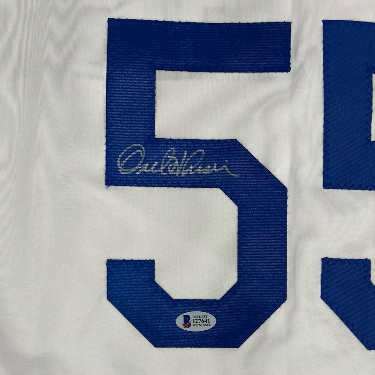 Autographed Orel Hershiser Los Angeles (White #55) Custom Jersey - Beckett-Powers Sports Memorabilia