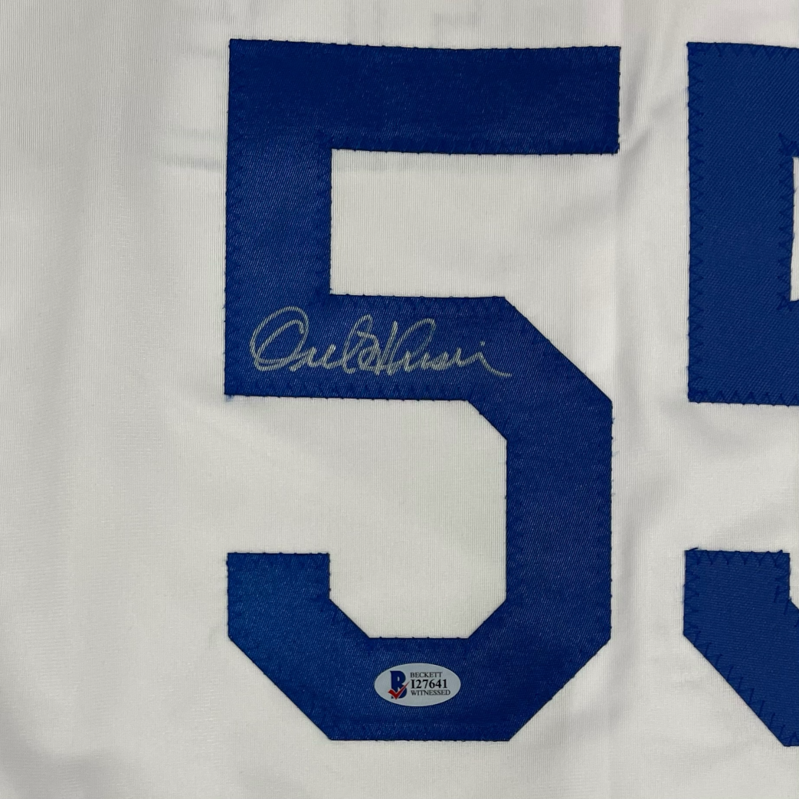 Autographed Orel Hershiser Los Angeles (White #55) Custom Jersey - Beckett-Powers Sports Memorabilia