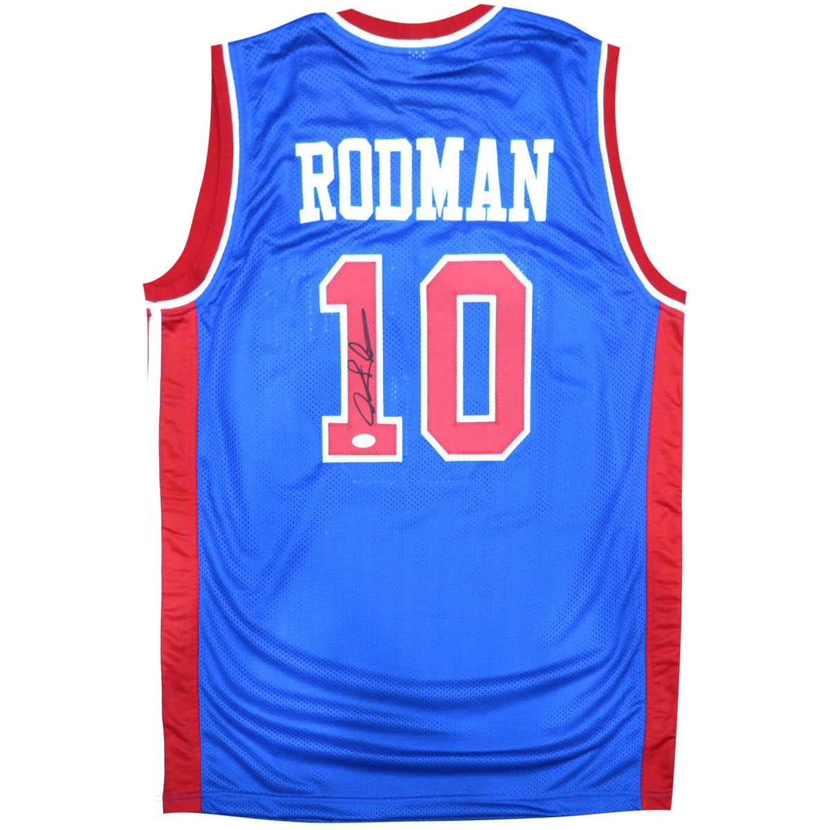 Autographed Dennis Rodman Detroit (Blue #10) Custom Jersey - JSA-Powers Sports Memorabilia