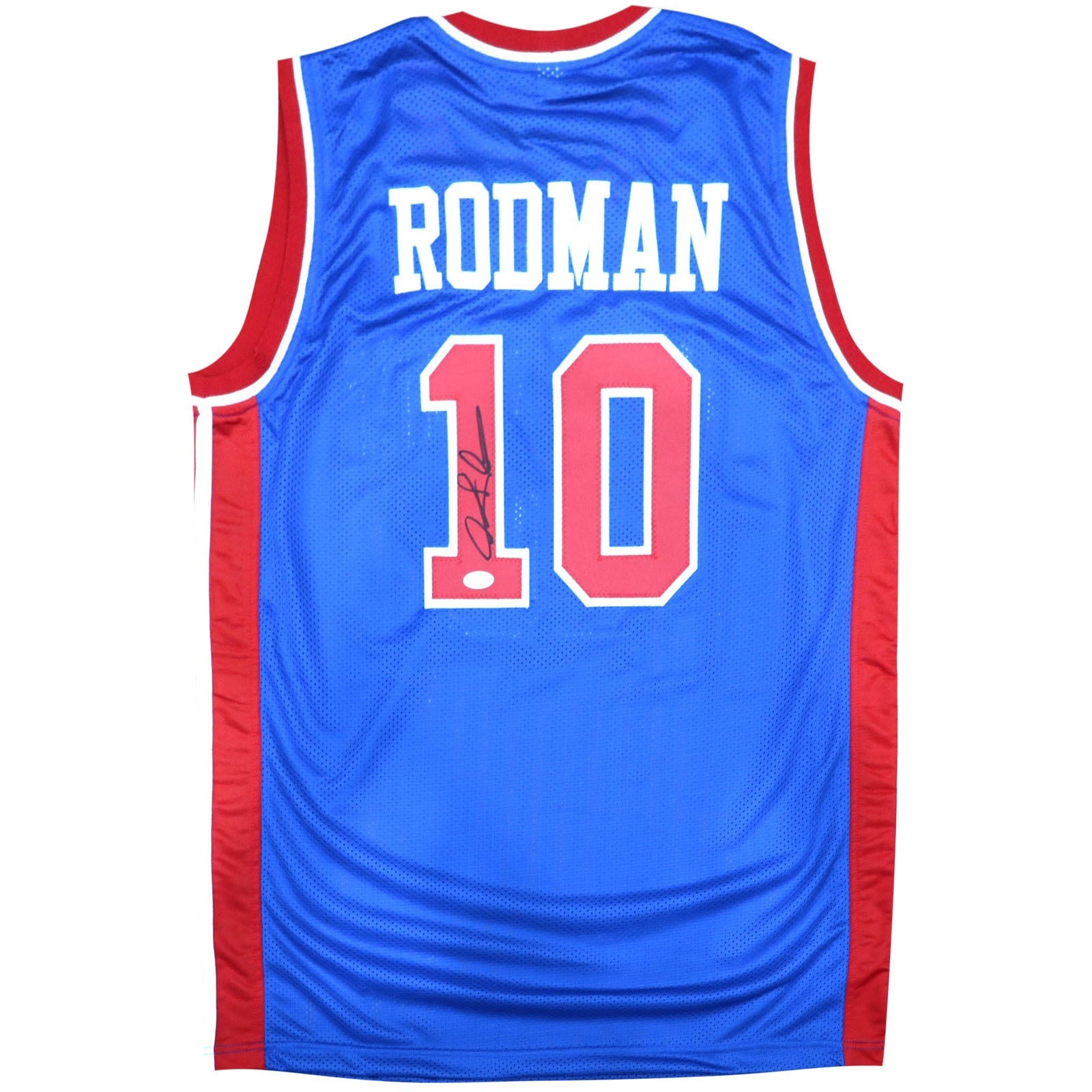 Autographed Dennis Rodman Detroit (Blue #10) Custom Jersey - JSA-Powers Sports Memorabilia