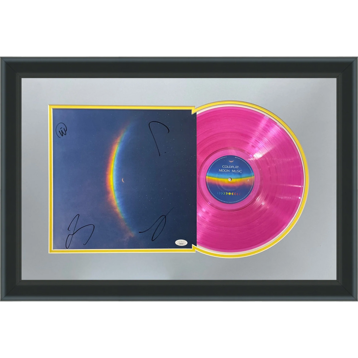 Autographed Coldplay Band 4 Members Moon Music Deluxe Framed Record Album - JSA-Powers Sports Memorabilia