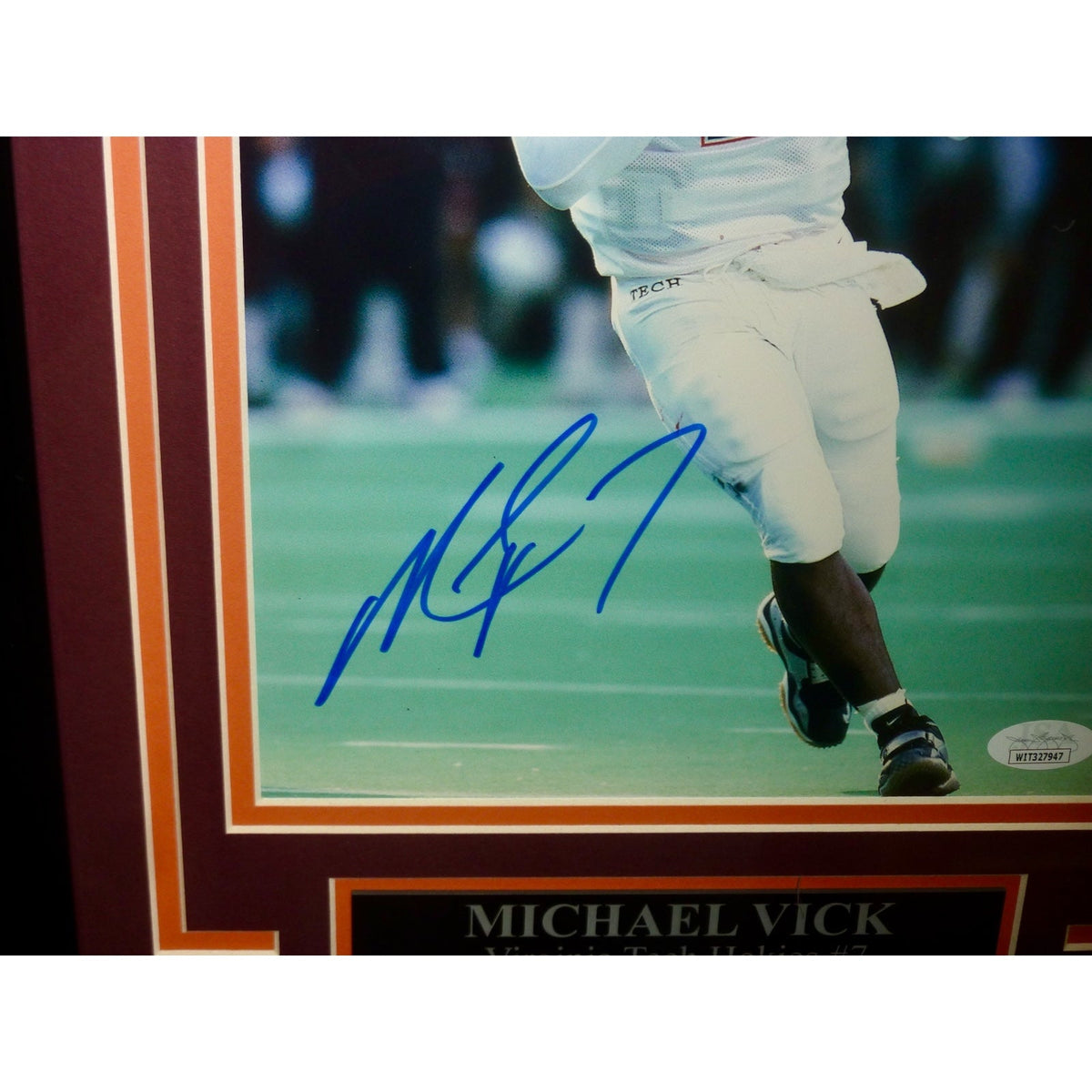 Autographed Michael Vick Virginia Tech Hokies Deluxe Framed 8x10 Photo - JSA-Powers Sports Memorabilia