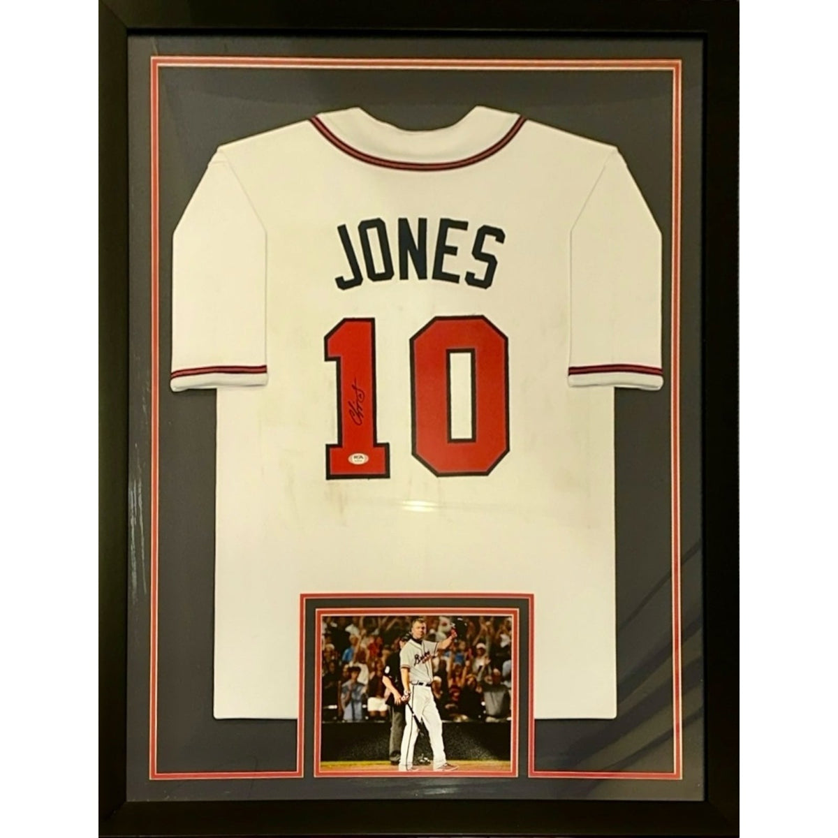 Autographed Chipper Jones Atlanta Braves (White #10) Framed Jersey - JSA-Powers Sports Memorabilia