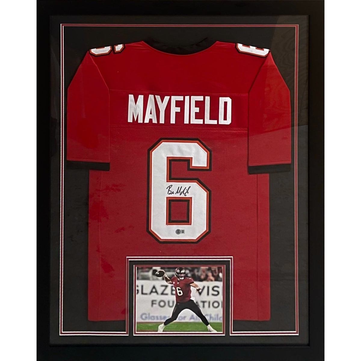 Autographed Baker Mayfield Tampa Bay Buccaneers (Red #6) Framed Jersey - Beckett-Powers Sports Memorabilia