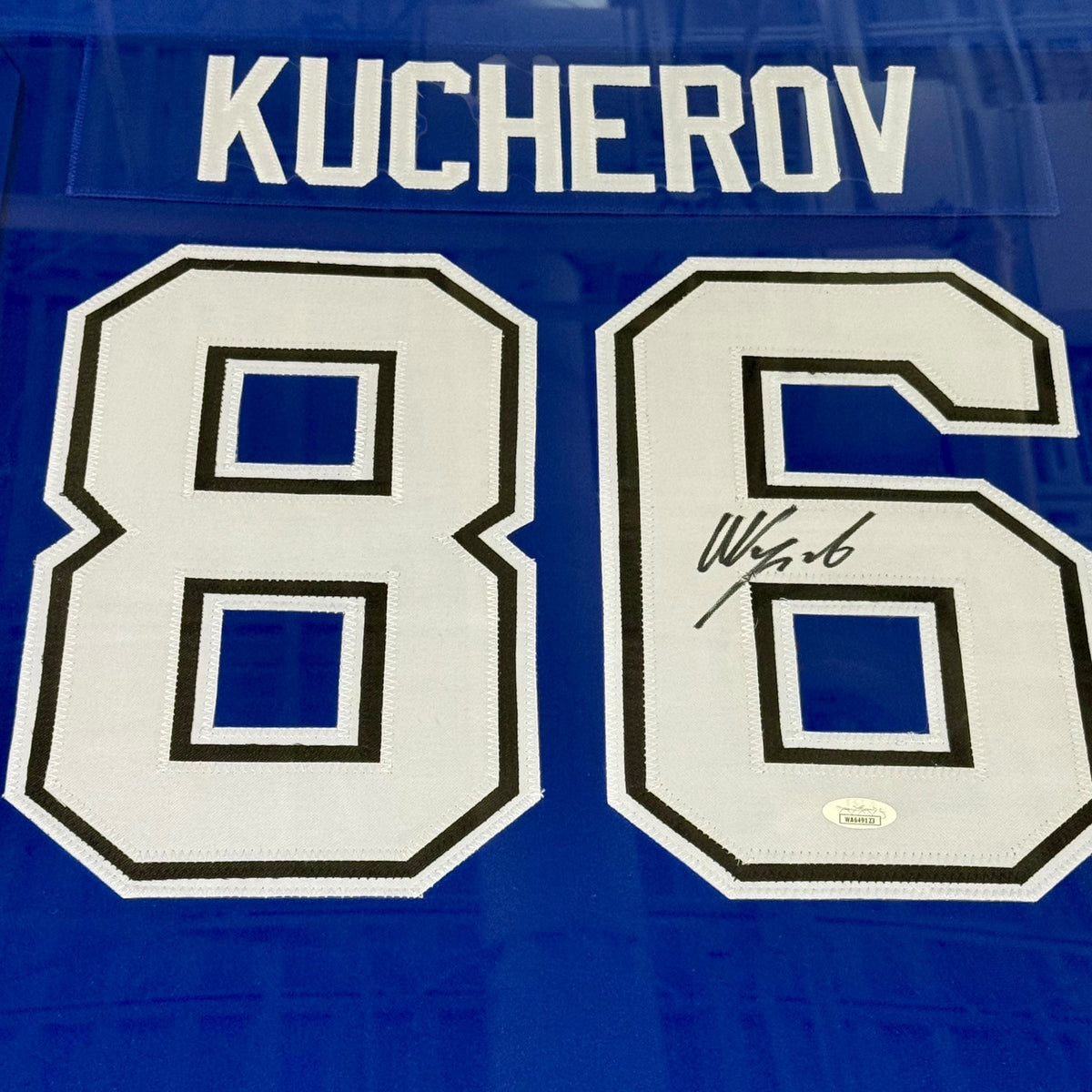 Autographed Nikita Kucherov Tampa Bay (Blue #86) Deluxe Framed Jersey - JSA-Powers Sports Memorabilia