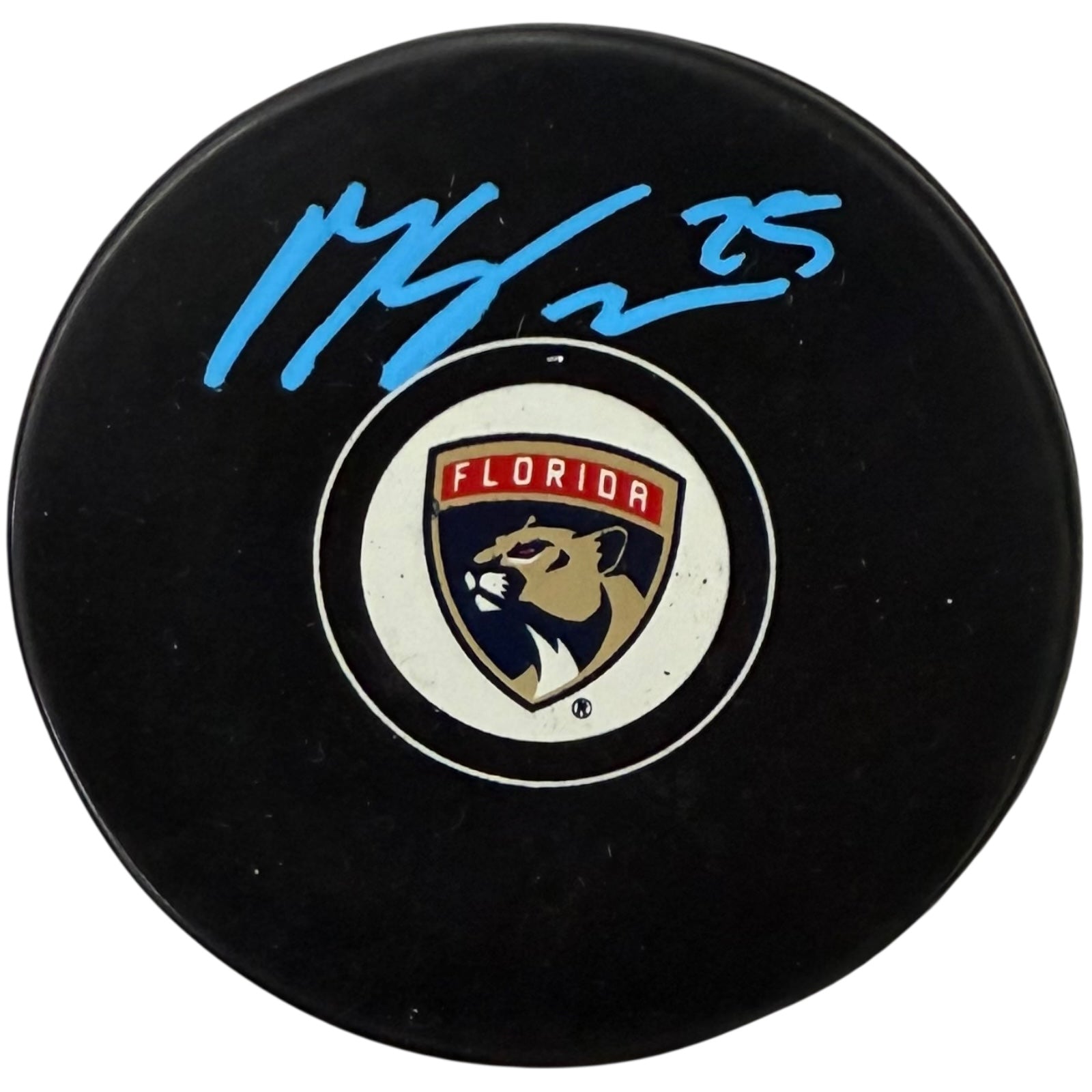 Autographed Mackie Samoskevich Florida Panthers Hockey Puck - JSA-Powers Sports Memorabilia