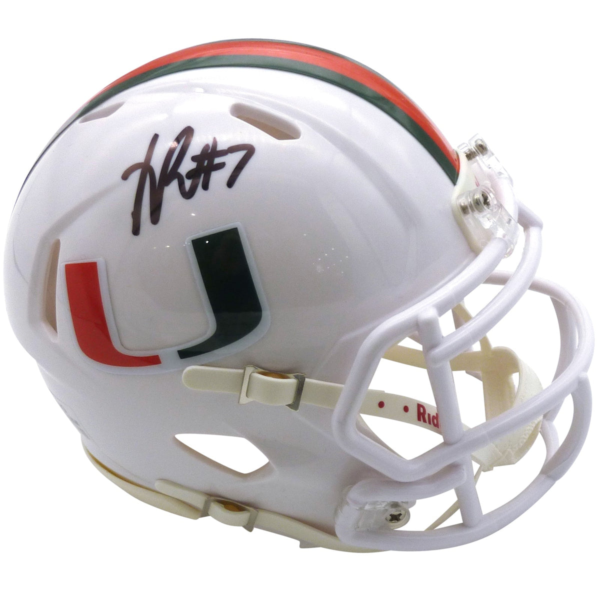 Autographed Xavier Restrepo Miami Hurricanes (Speed) Mini Helmet - JSA-Powers Sports Memorabilia