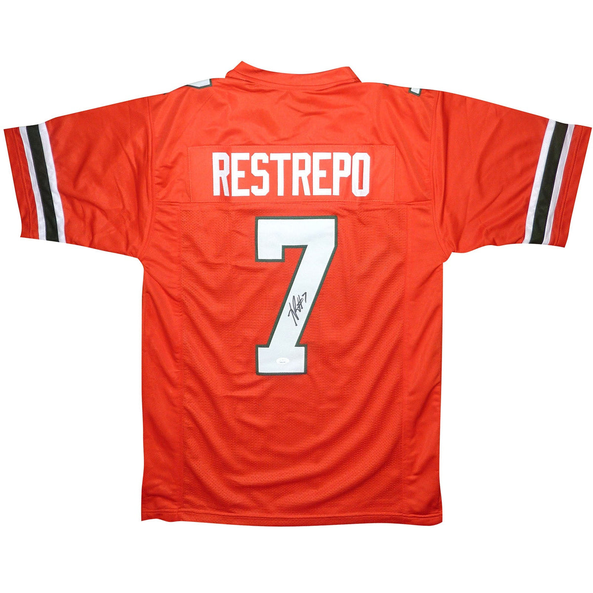 Autographed Xavier Restrepo Miami Hurricanes (Orange #7) Custom Jersey - JSA-Powers Sports Memorabilia